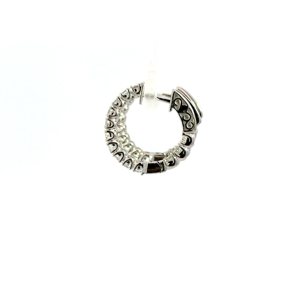 18K White Gold Diamond Hoops Inside Out 2.00 Carat