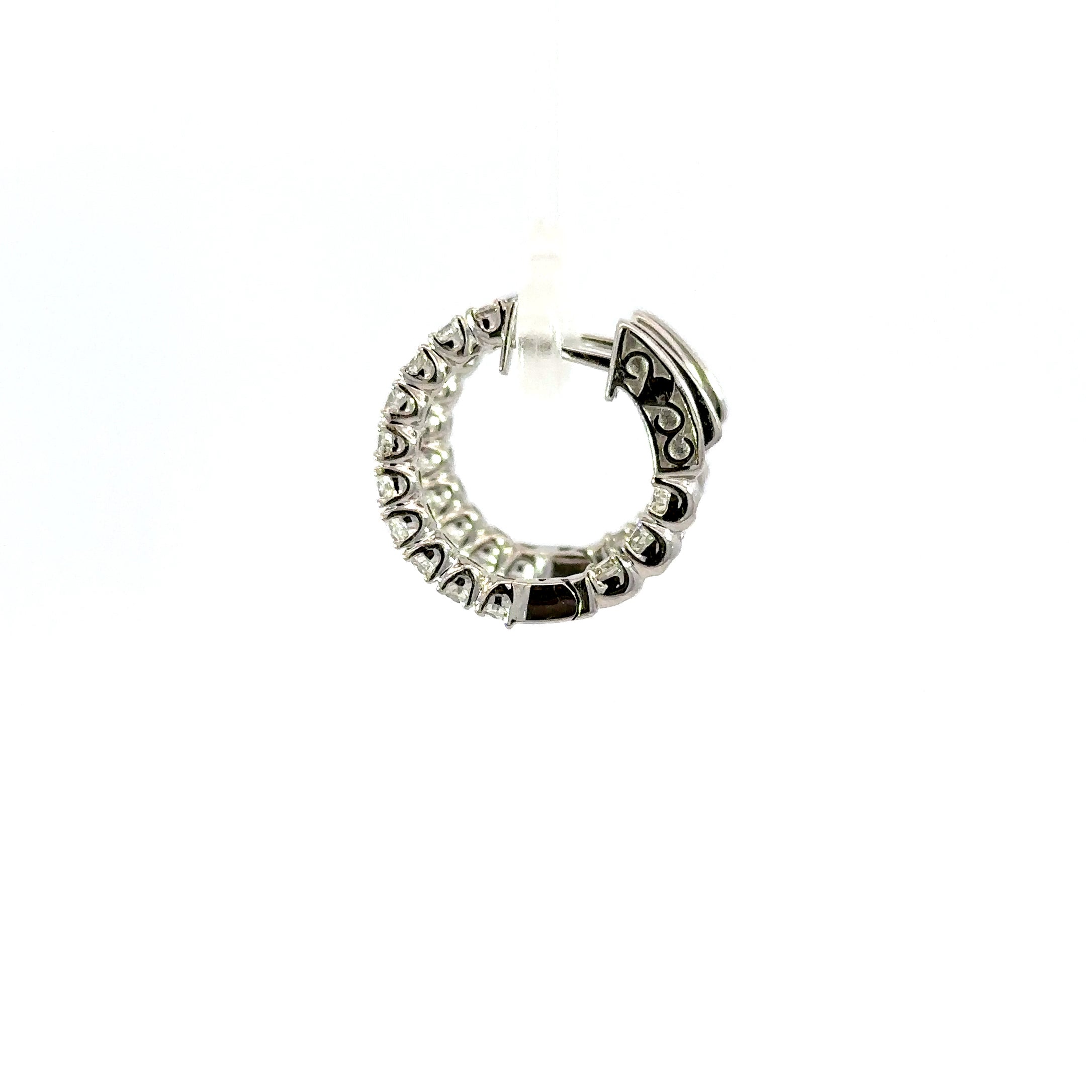 18K White Gold Diamond Hoops Inside Out 2.00 Carat