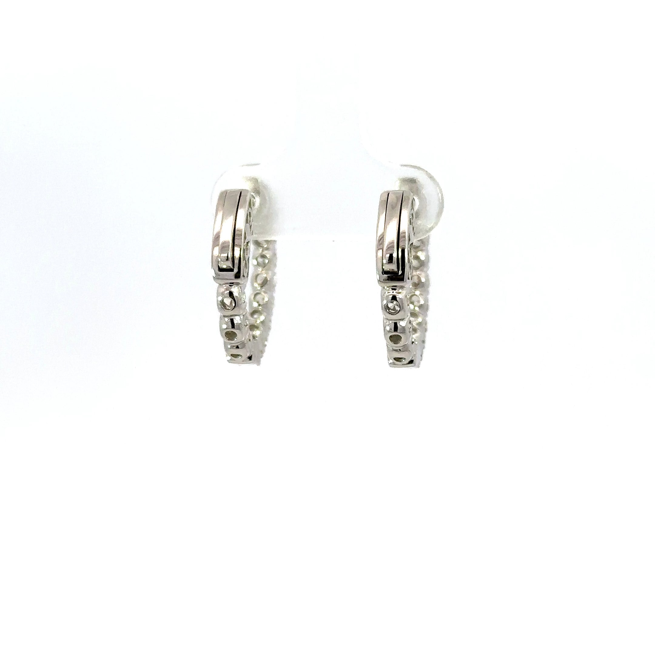18K White Gold Diamond Hoops Inside Out 2.00 Carat