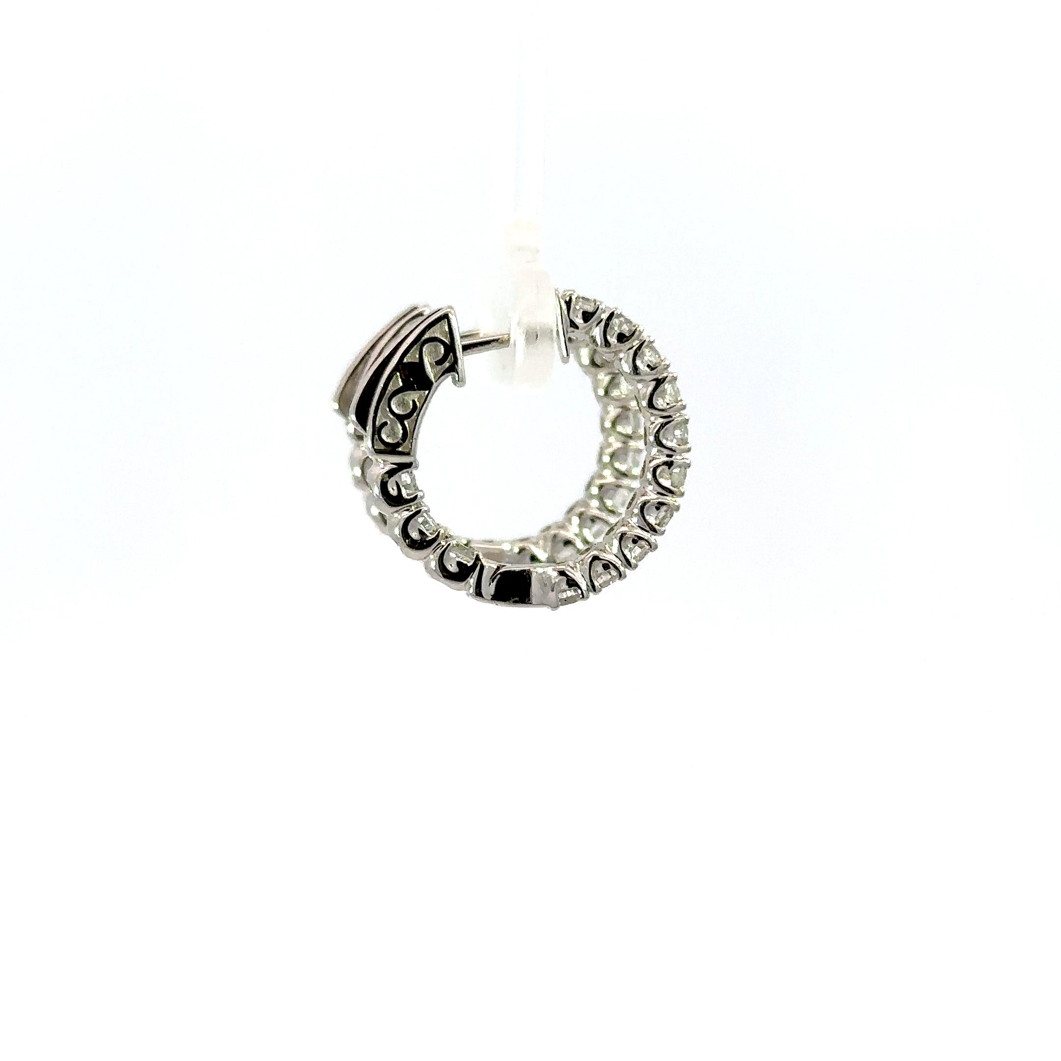 18K White Gold Diamond Hoops Inside Out 2.00 Carat