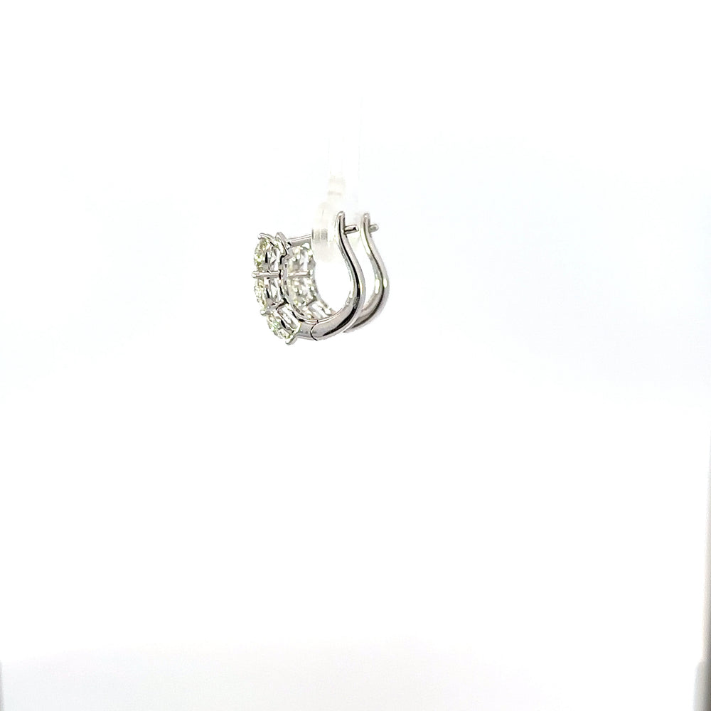 18K White Gold Three-Stone Diamond Hoop Earrings 2.00 Carat Total