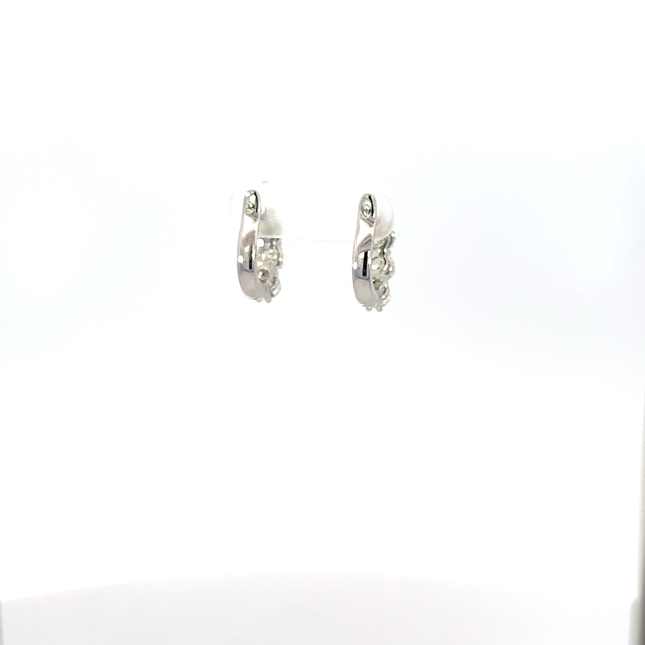 18K White Gold Three-Stone Diamond Hoop Earrings 2.00 Carat Total