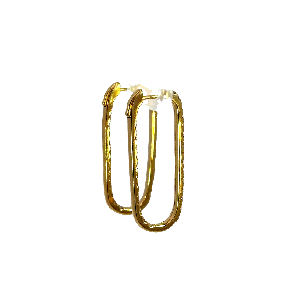 18K Yellow Gold Inside Out Diamond Oval Hoop Earrings 1.75 Carat Total