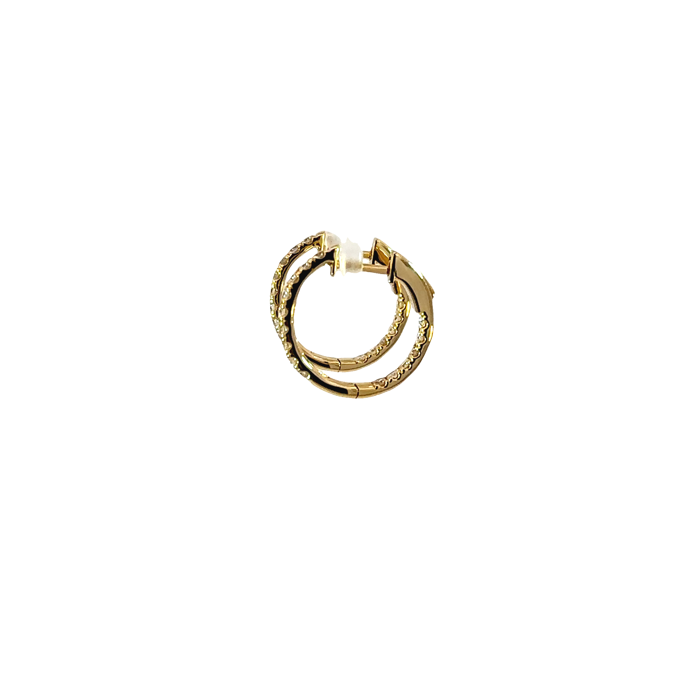 18K Yellow Gold Inside Out Diamond Hoop Earrings