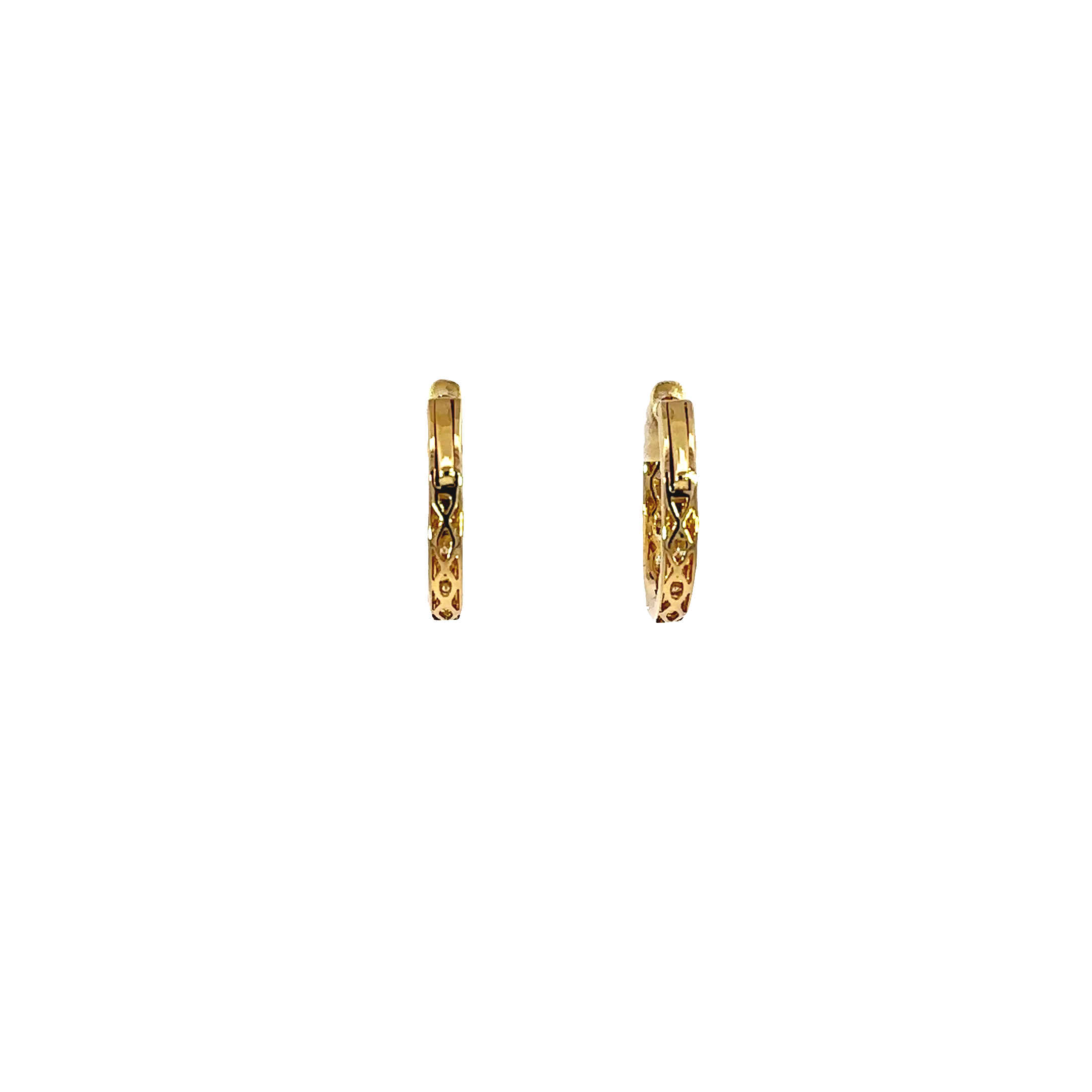 18K Yellow Gold Inside Out Diamond Hoop Earrings