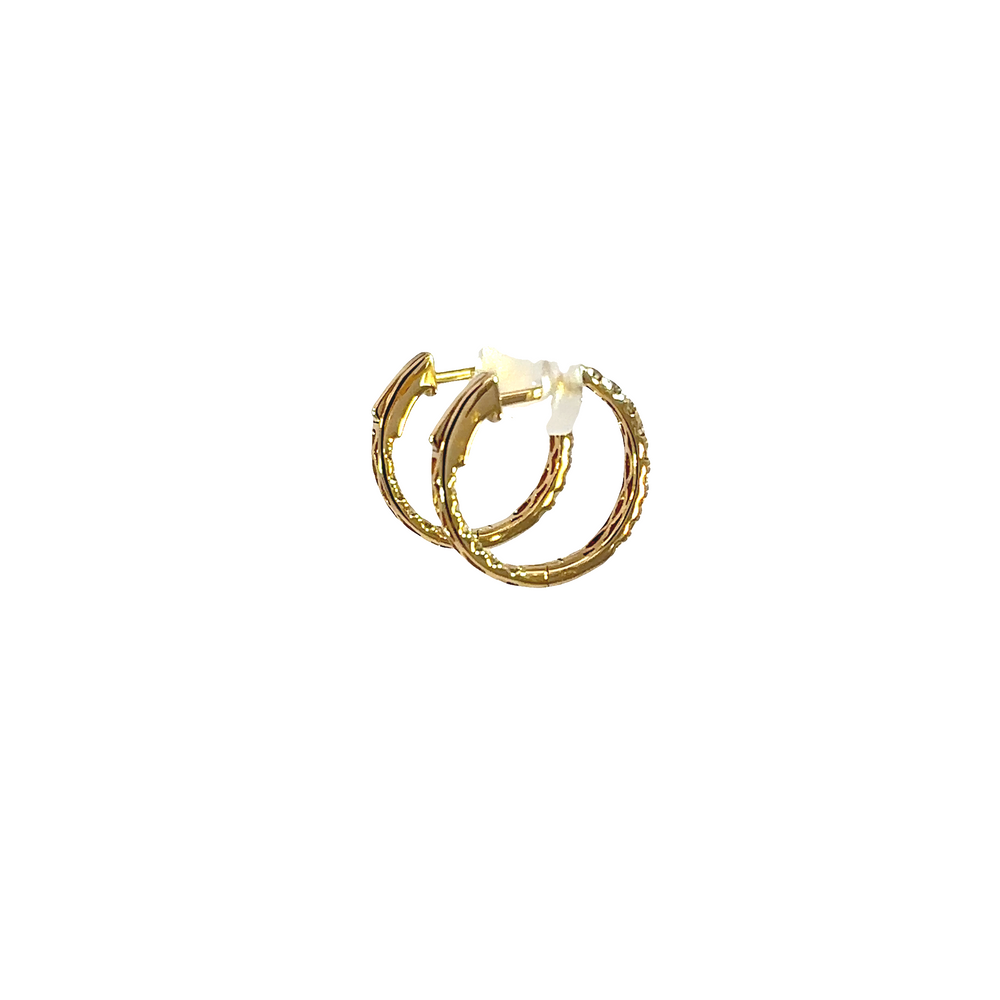18K Yellow Gold Inside Out Diamond Hoop Earrings