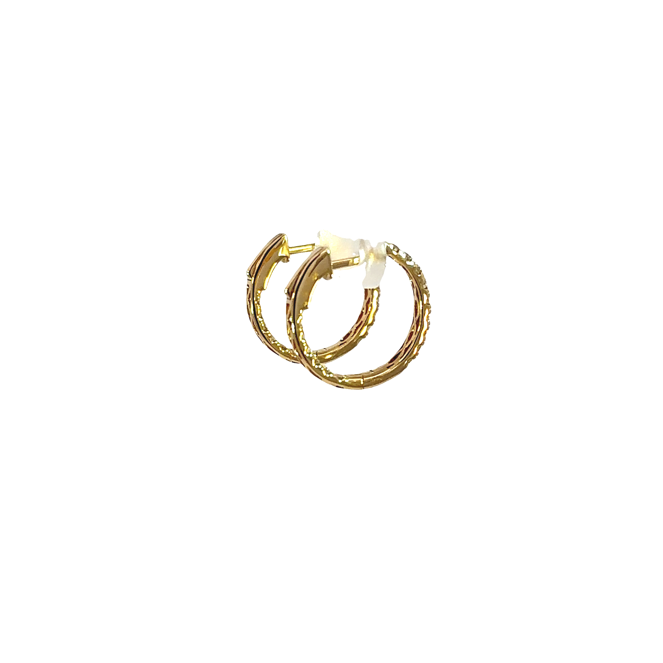 18K Yellow Gold Inside Out Diamond Hoop Earrings