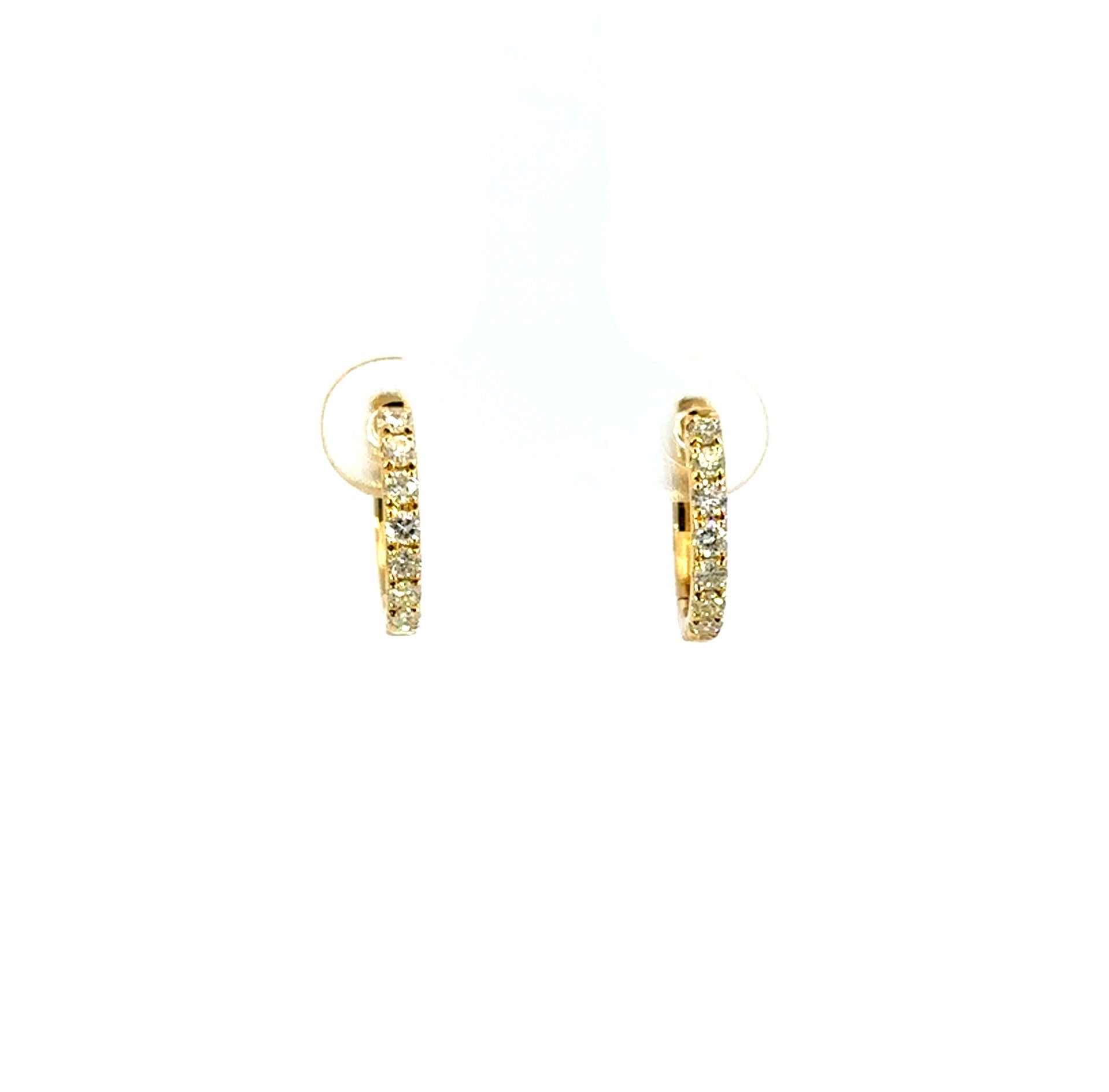 18K Yellow Gold Diamond Huggie Earrings 0.42 Carat Hoop Earrings
