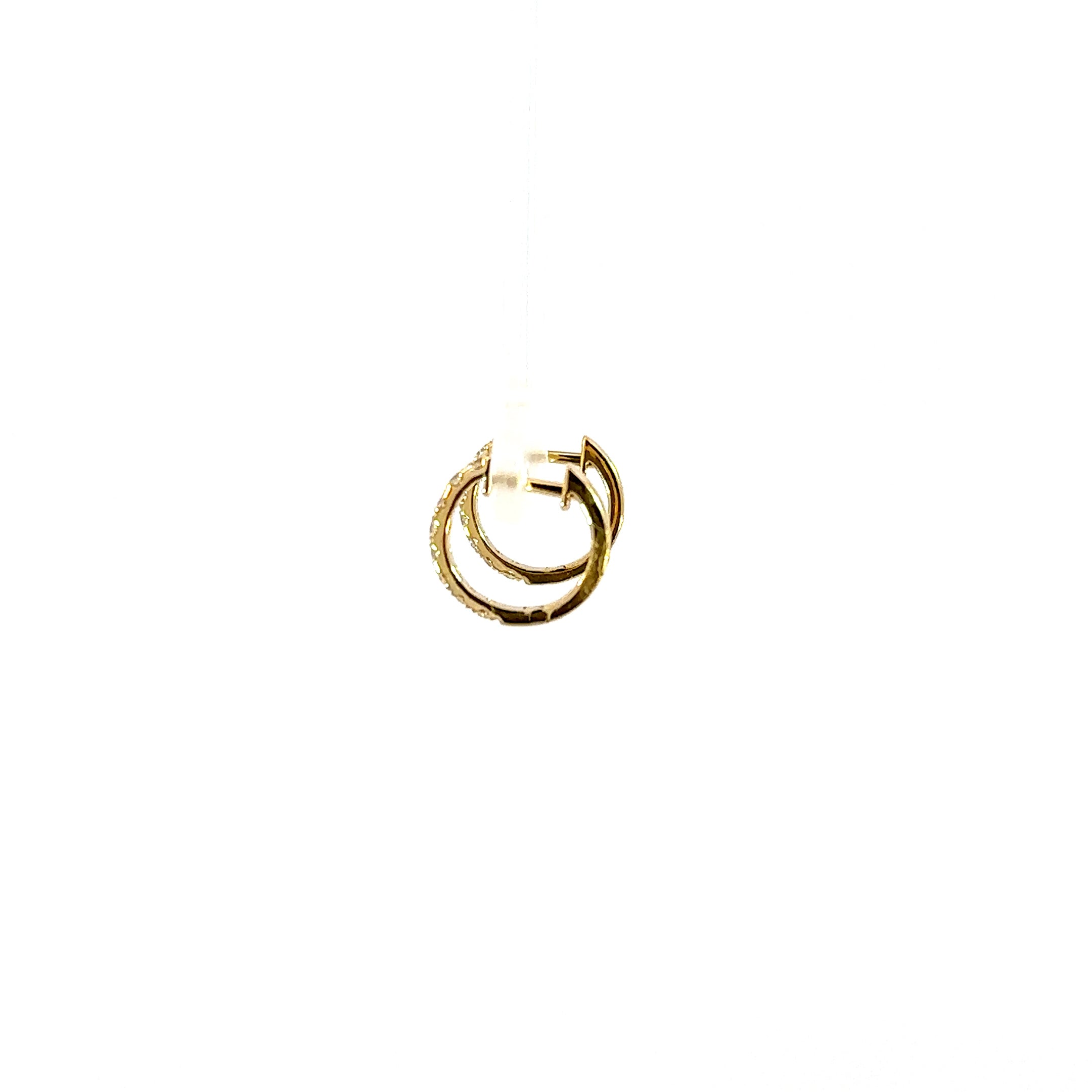 18K Yellow Gold Diamond Huggie Earrings 0.42 Carat Hoop Earrings
