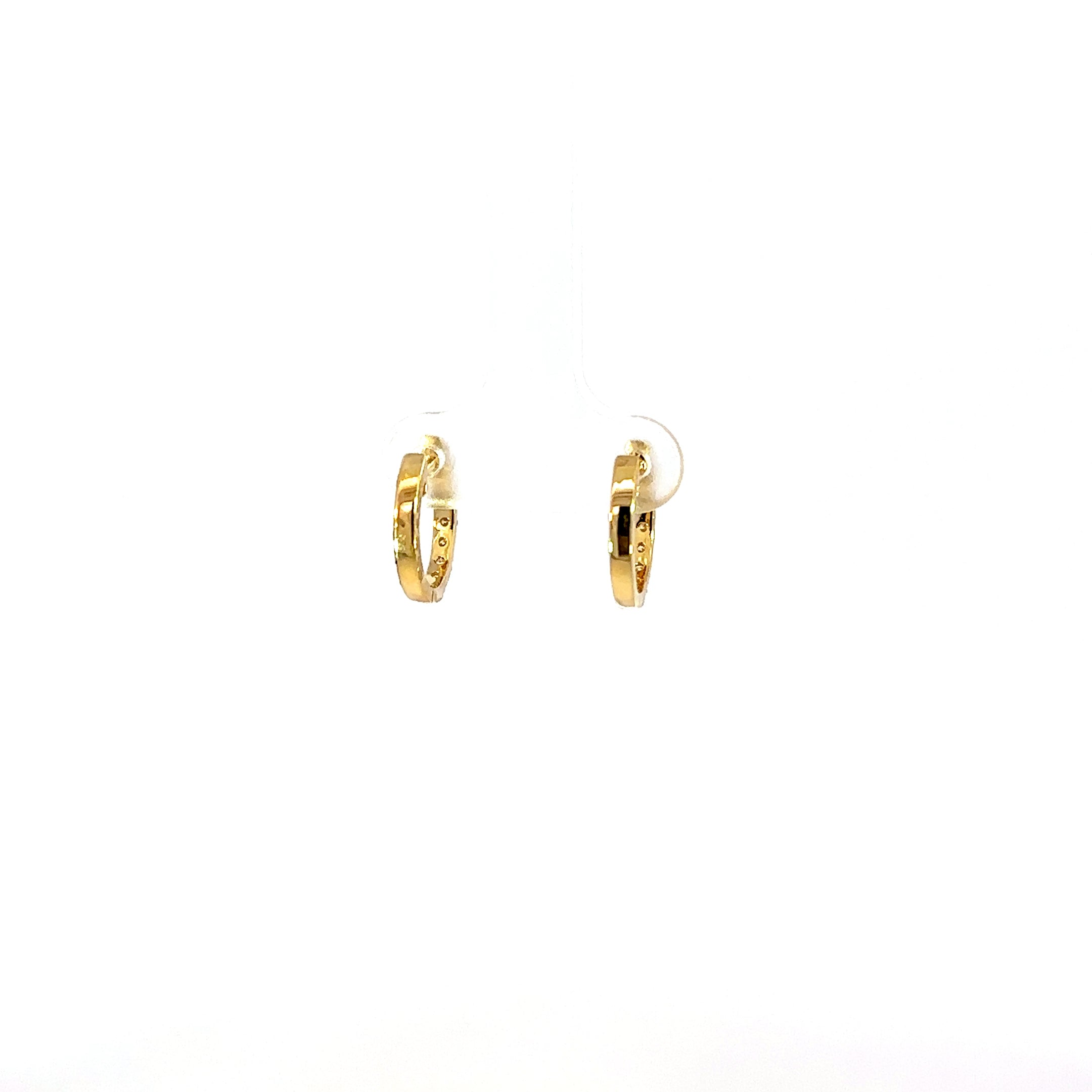 18K Yellow Gold Diamond Huggie Earrings 0.42 Carat Hoop Earrings