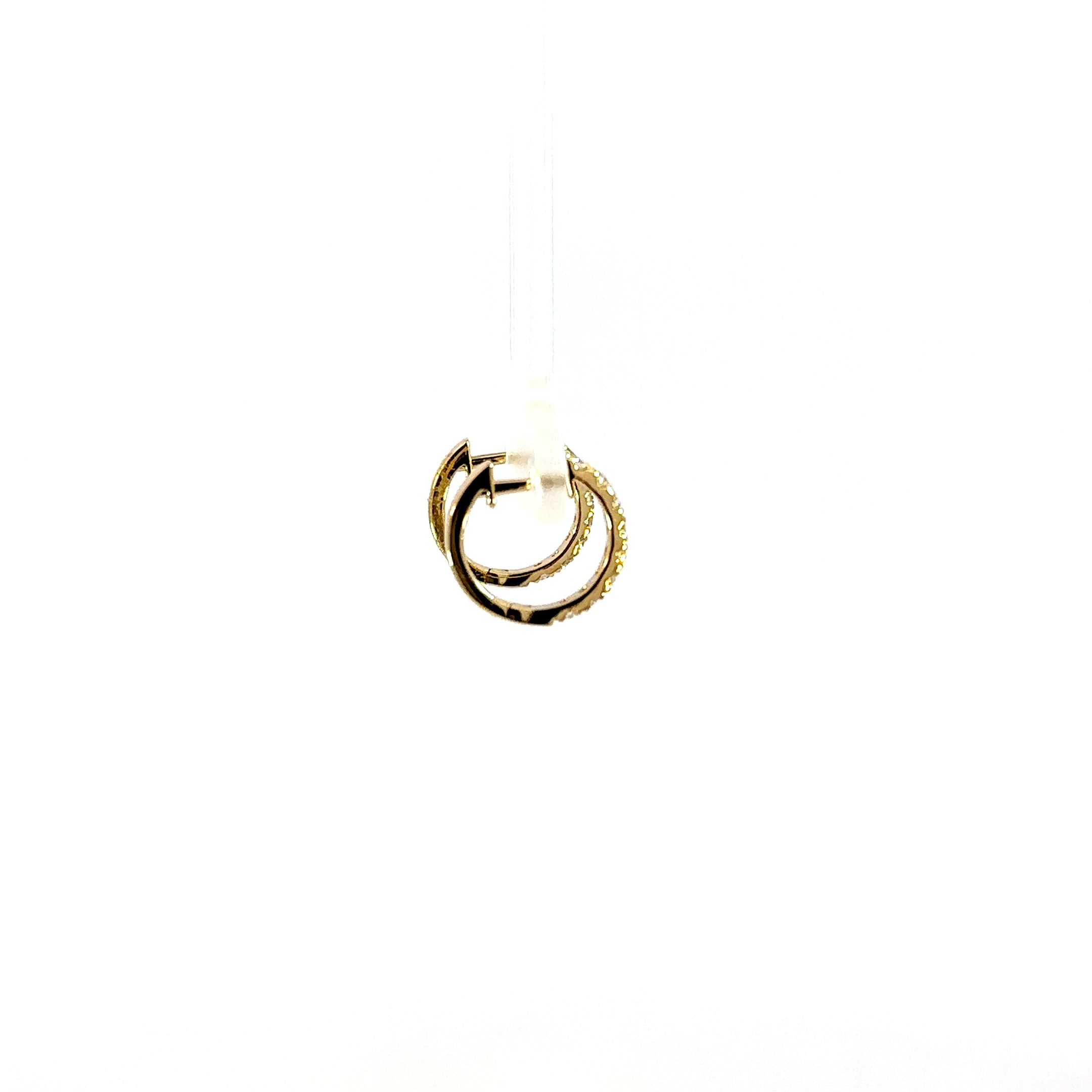 18K Yellow Gold Diamond Huggie Earrings 0.42 Carat Hoop Earrings