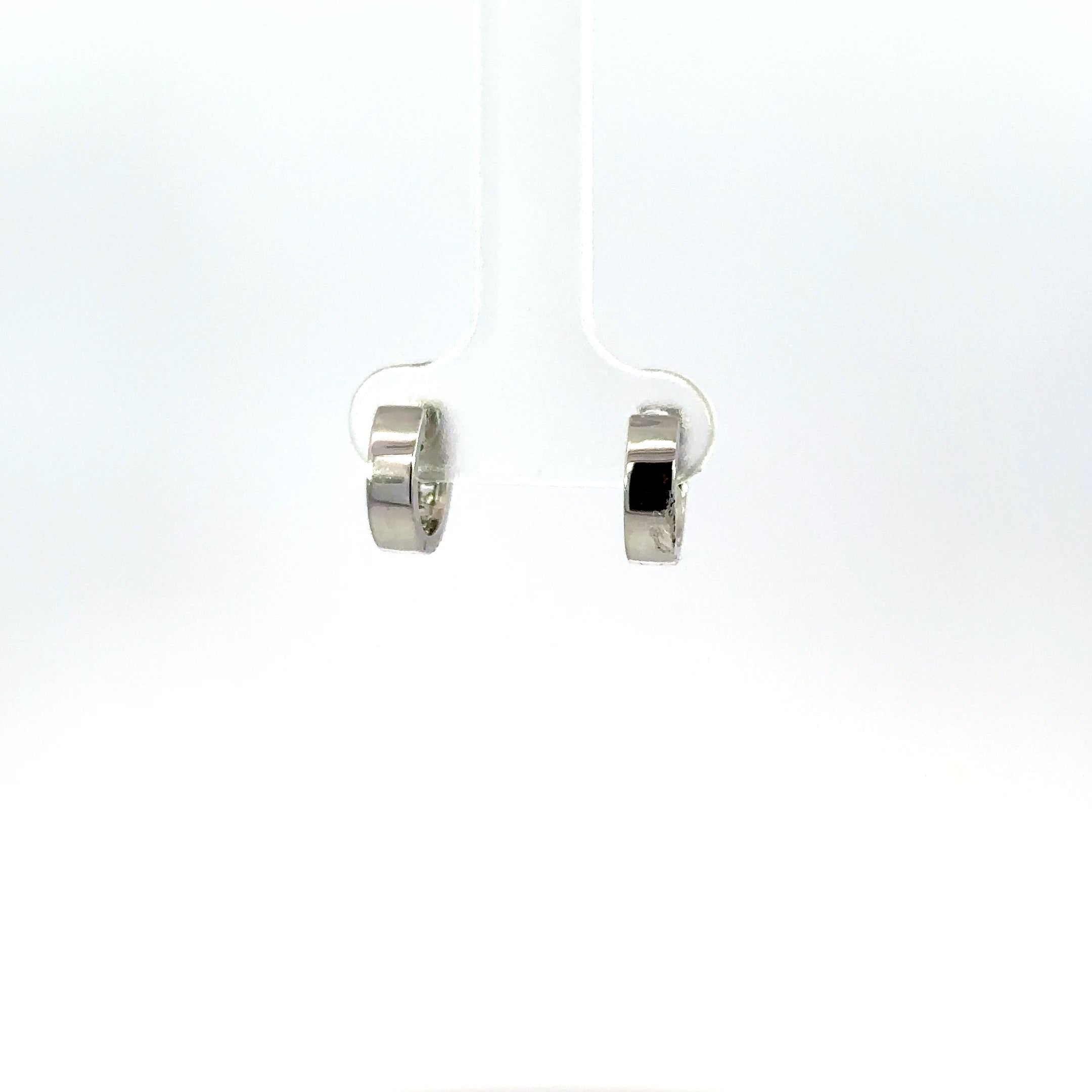 18K White Gold Triple Row Diamond Huggie Hoop Earrings