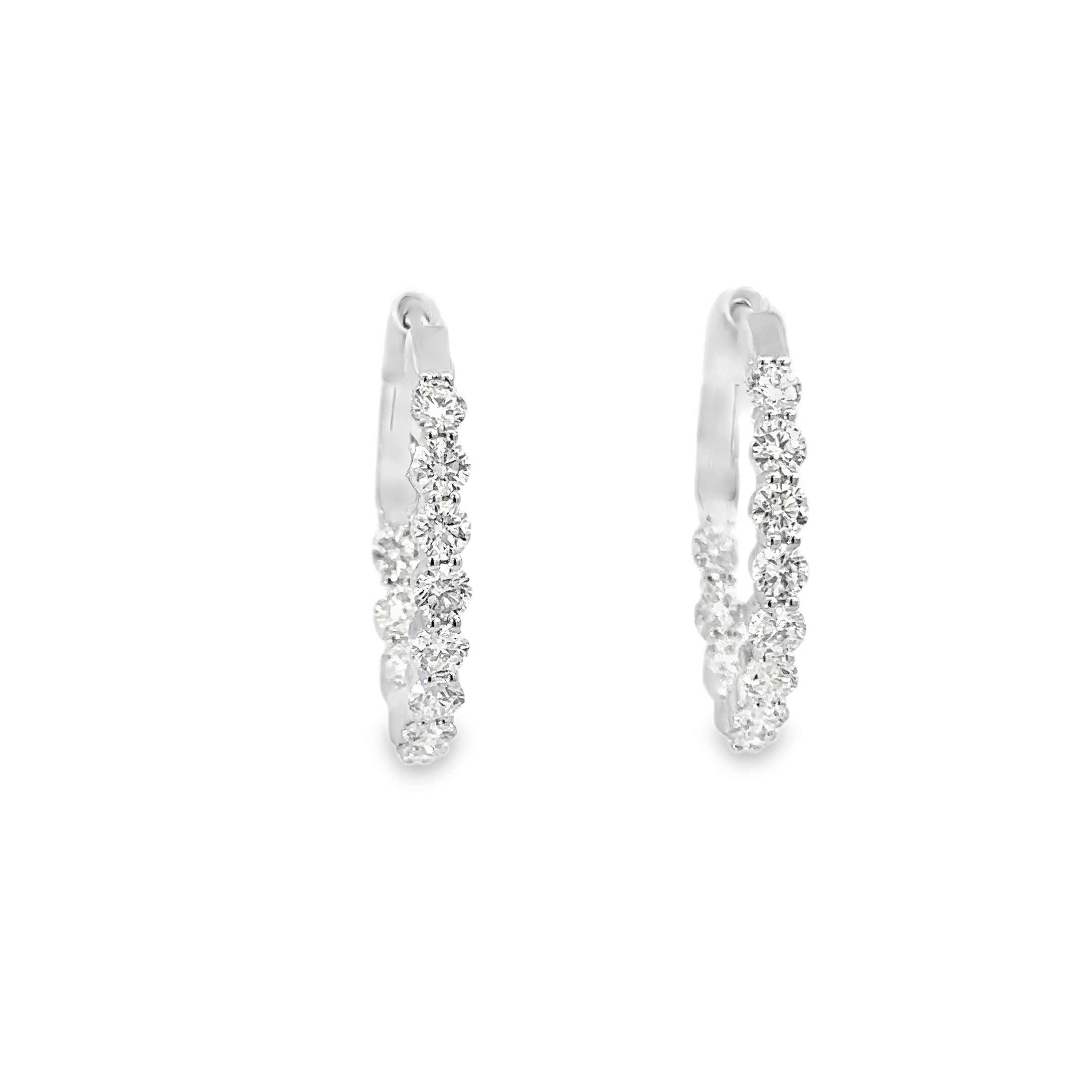18K White Gold Diamond Hoops Inside Out 2.02 Carat