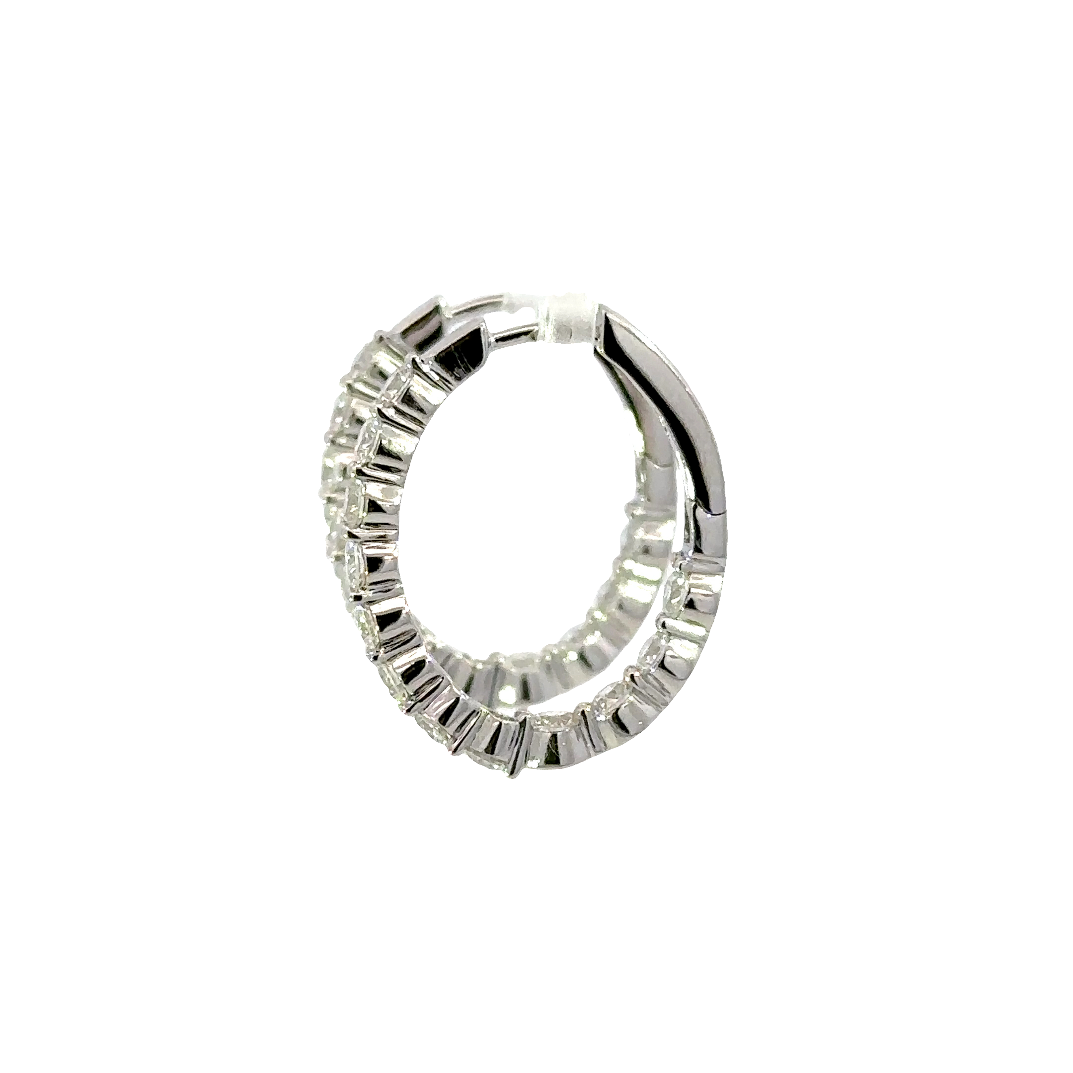 18K White Gold Diamond Hoops Inside Out 2.02 Carat