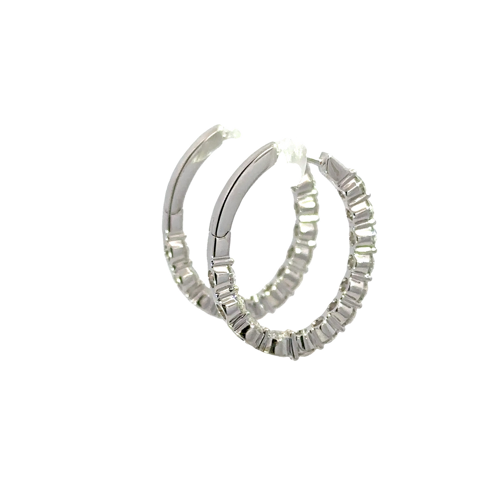 18K White Gold Diamond Hoops Inside Out 2.02 Carat