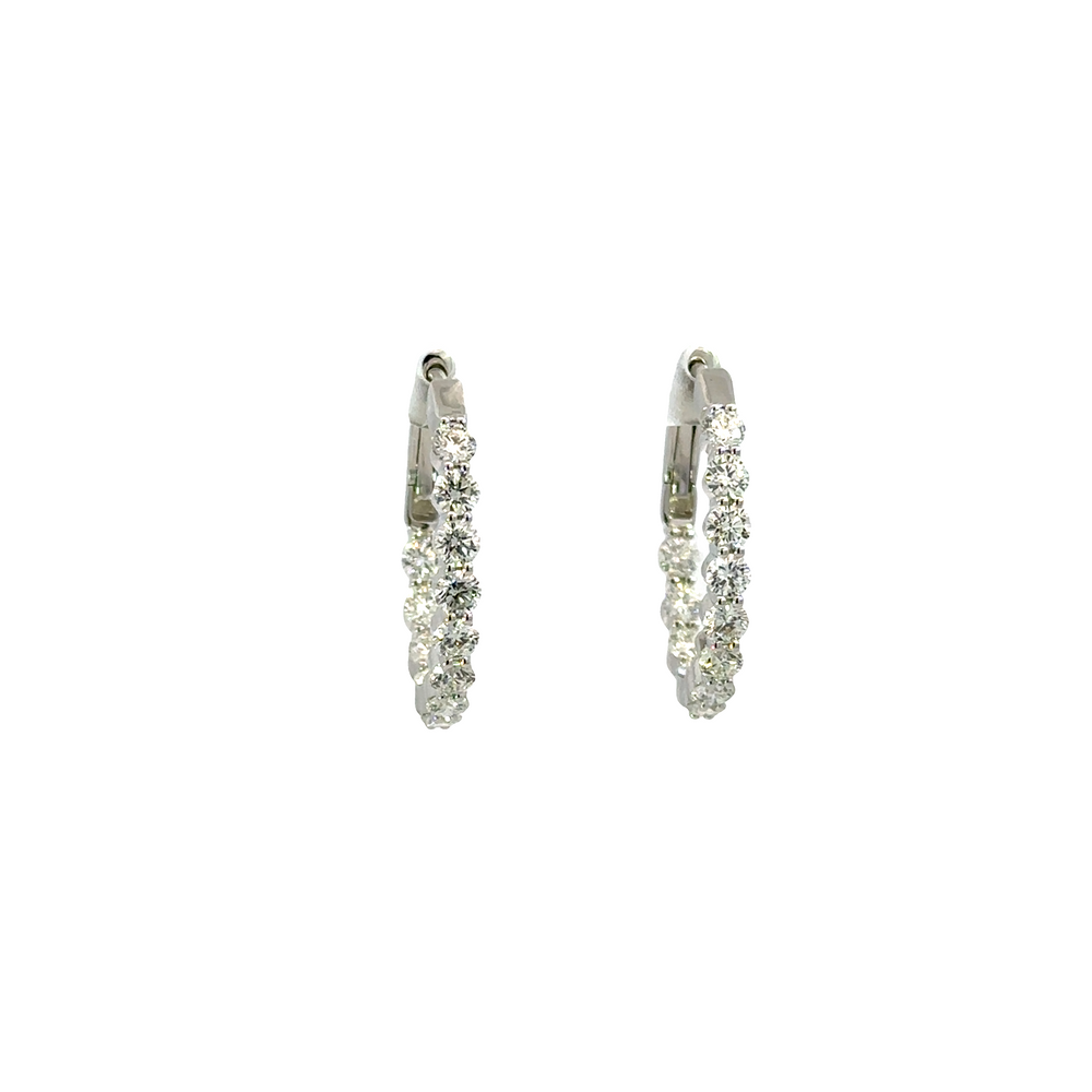 18K White Gold Diamond Hoops Inside Out 2.02 Carat