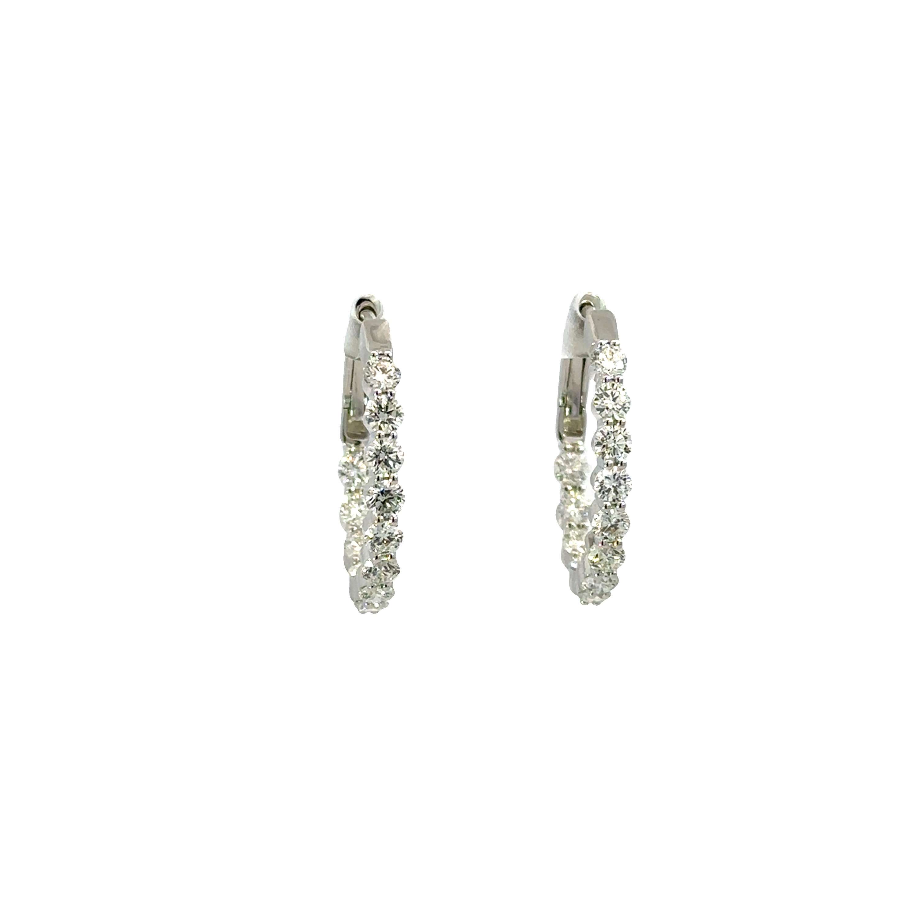 18K White Gold Diamond Hoops Inside Out 2.02 Carat