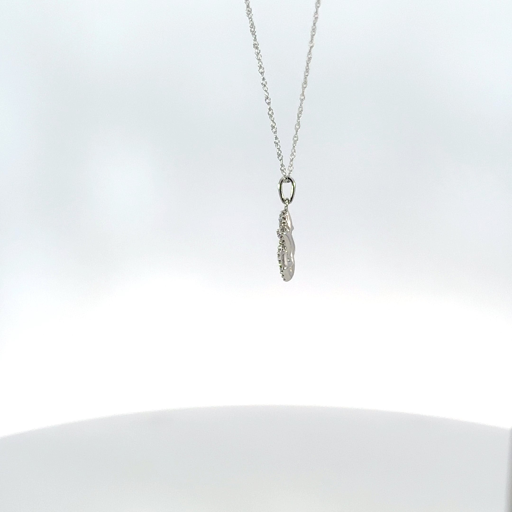 14K White Gold Pavé Diamond Star of David Pendant Necklace