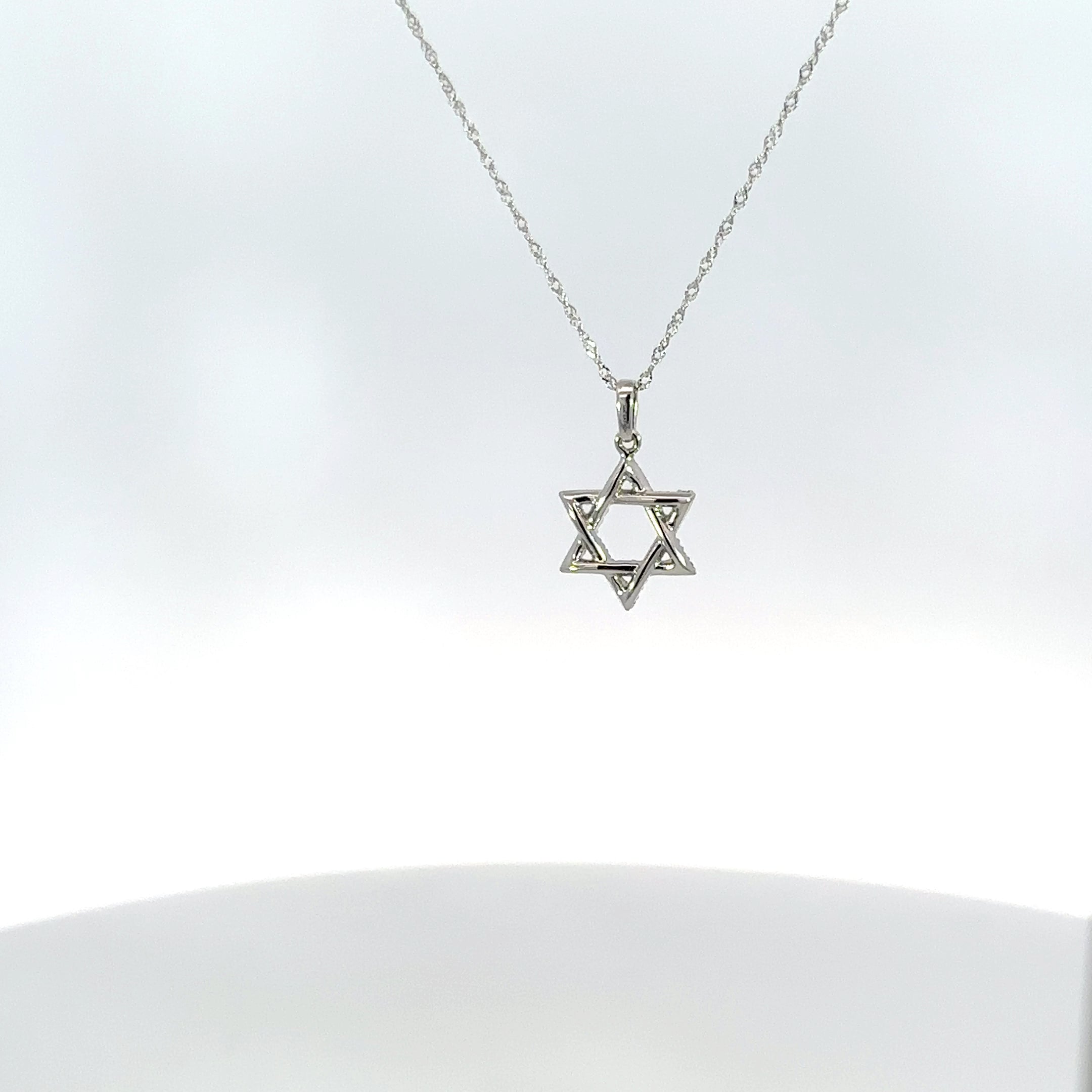 14K White Gold Pavé Diamond Star of David Pendant Necklace