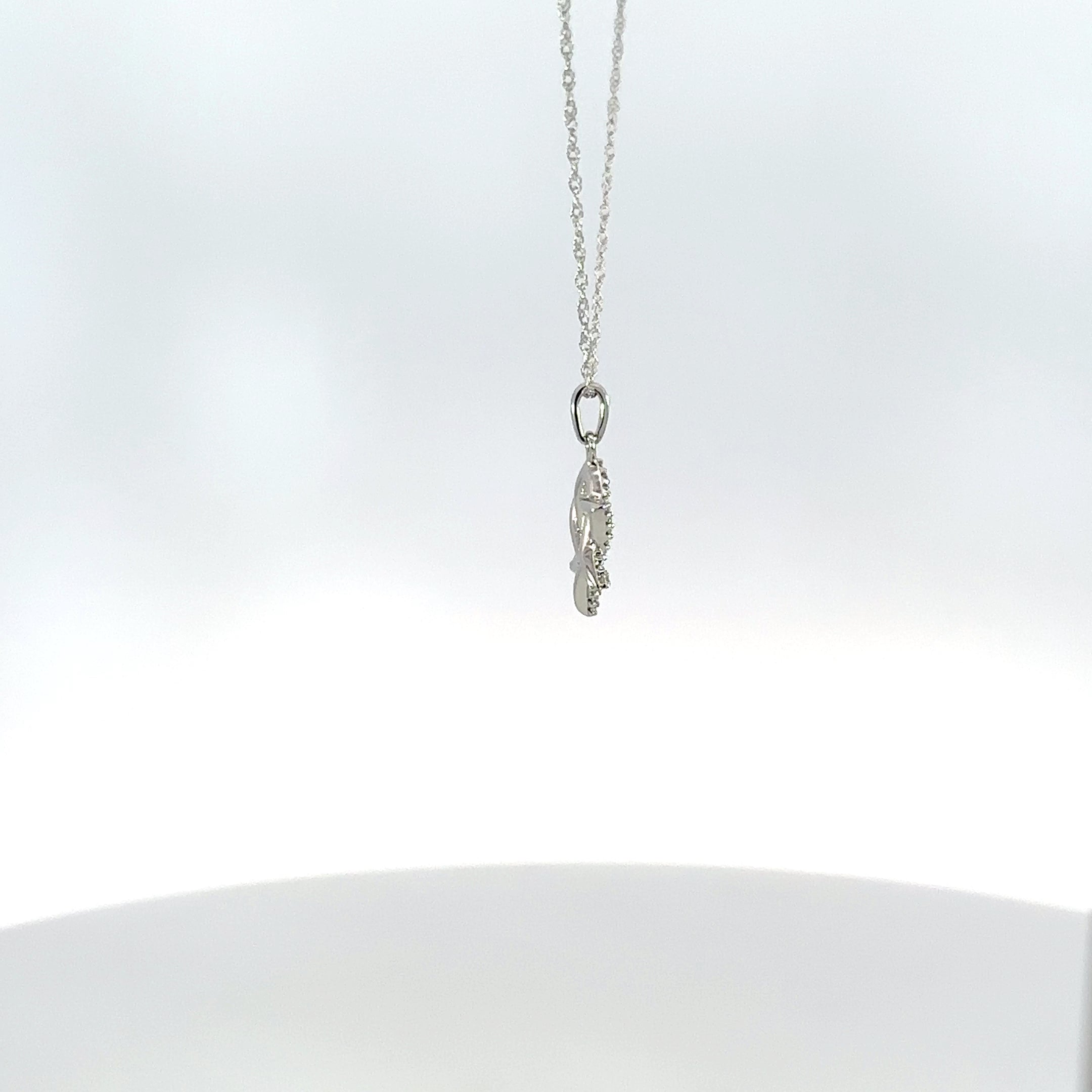 14K White Gold Pavé Diamond Star of David Pendant Necklace