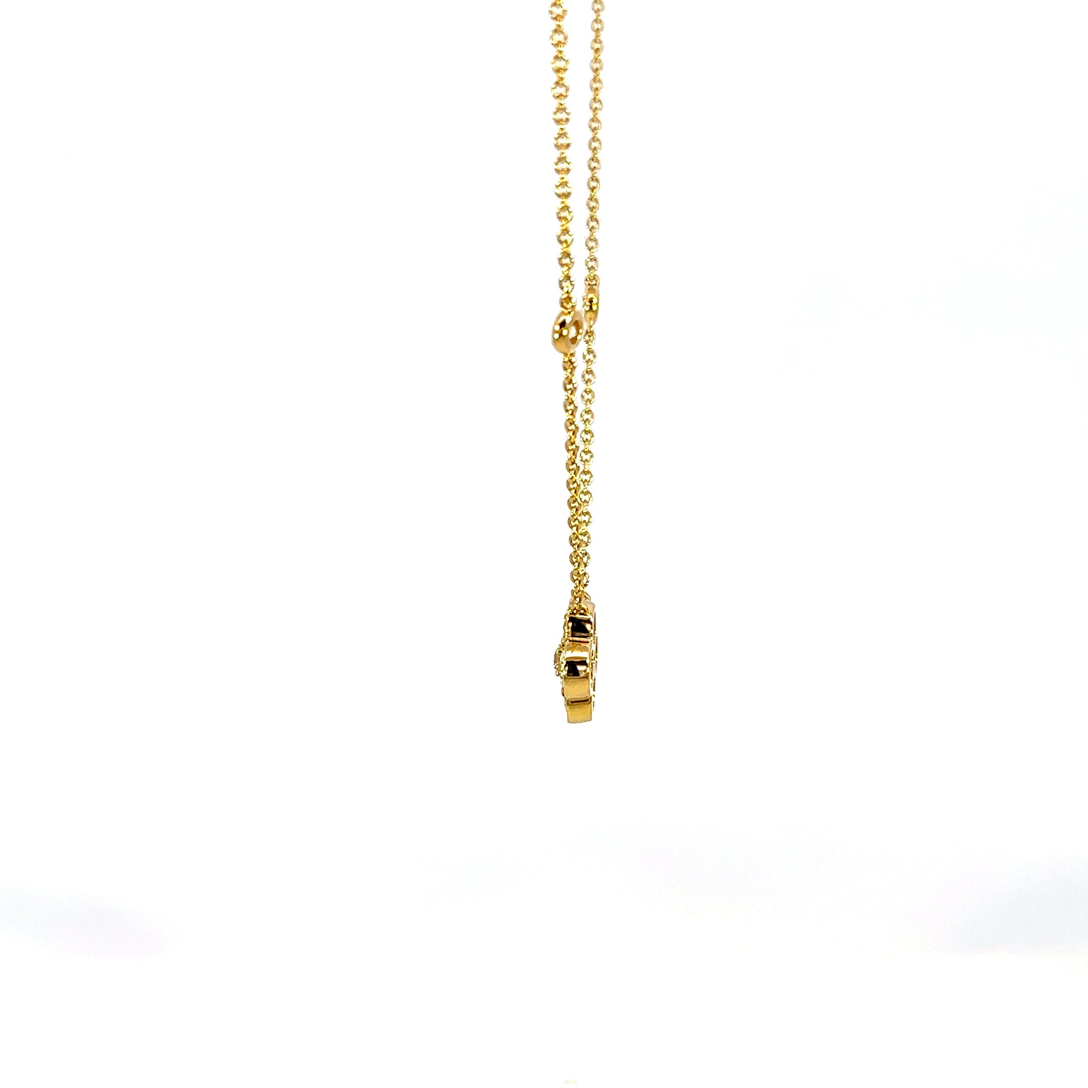 18K Yellow Gold Diamond Flower Necklace 1.45 Carat 18 Inch Chain