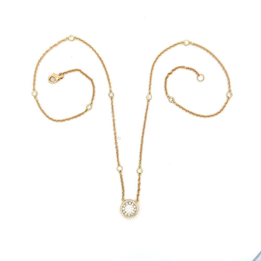 18K Yellow Gold Diamond Pendant Necklace 1.35 Carat DBY Chain 18 Inch