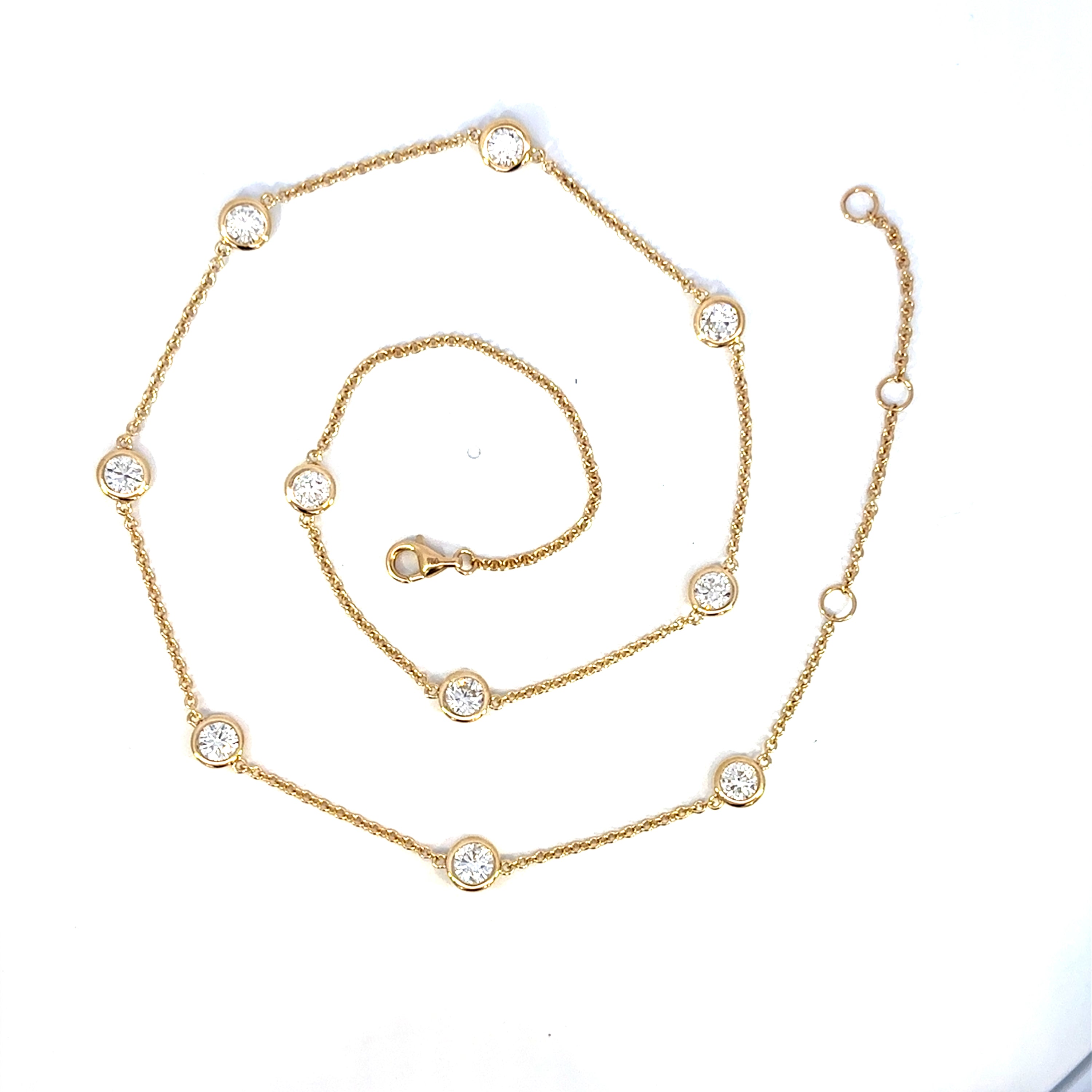 18K Gold Diamond Station Necklace 3.60 Carats – Diamonds By The Yard Necklace