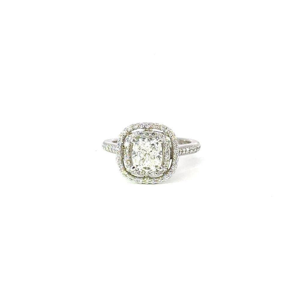 14K White Gold Cushion Cut Diamond Engagement Ring 2.47 Carat GIA