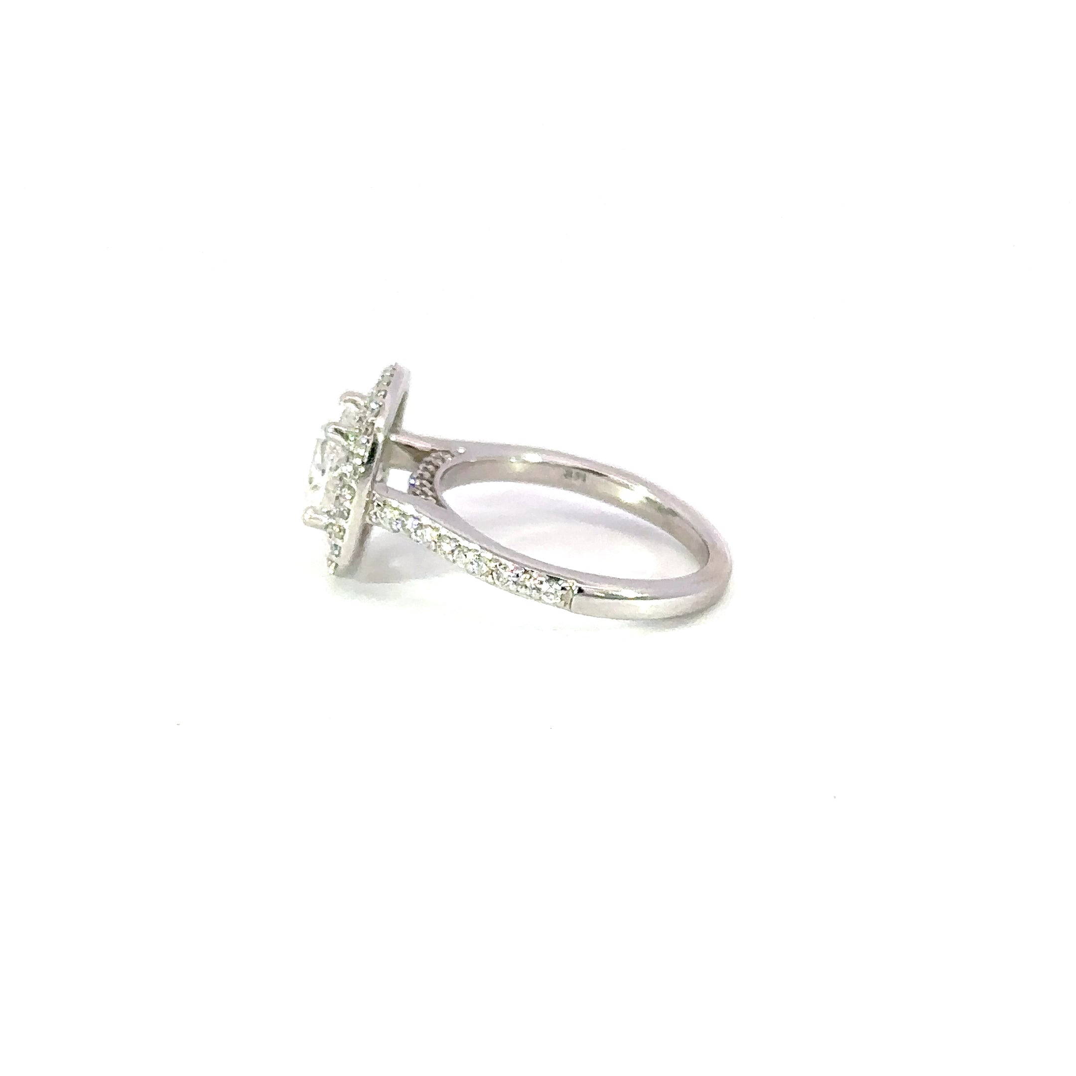 14K White Gold Cushion Cut Diamond Engagement Ring 2.47 Carat GIA