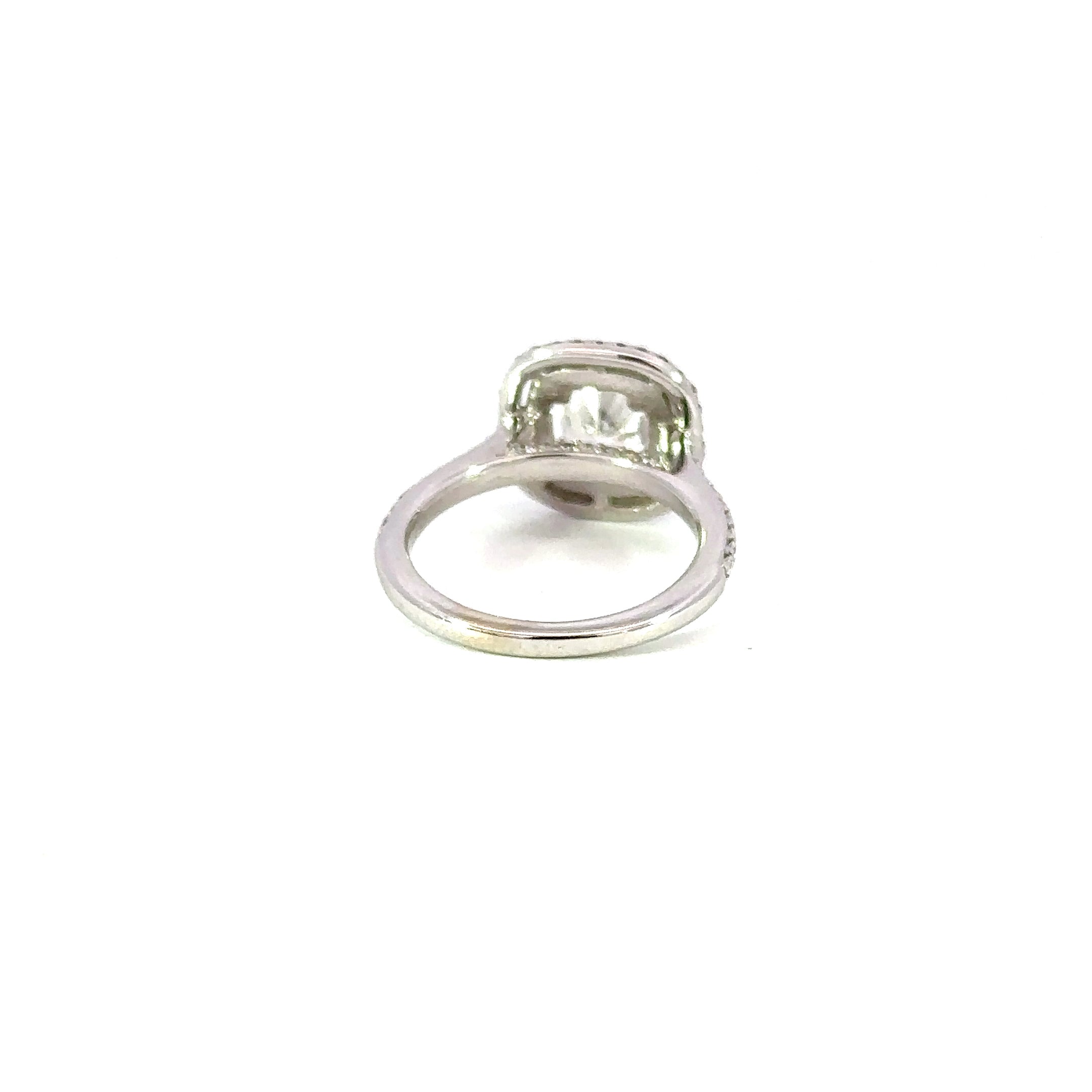 14K White Gold Cushion Cut Diamond Engagement Ring 2.47 Carat GIA
