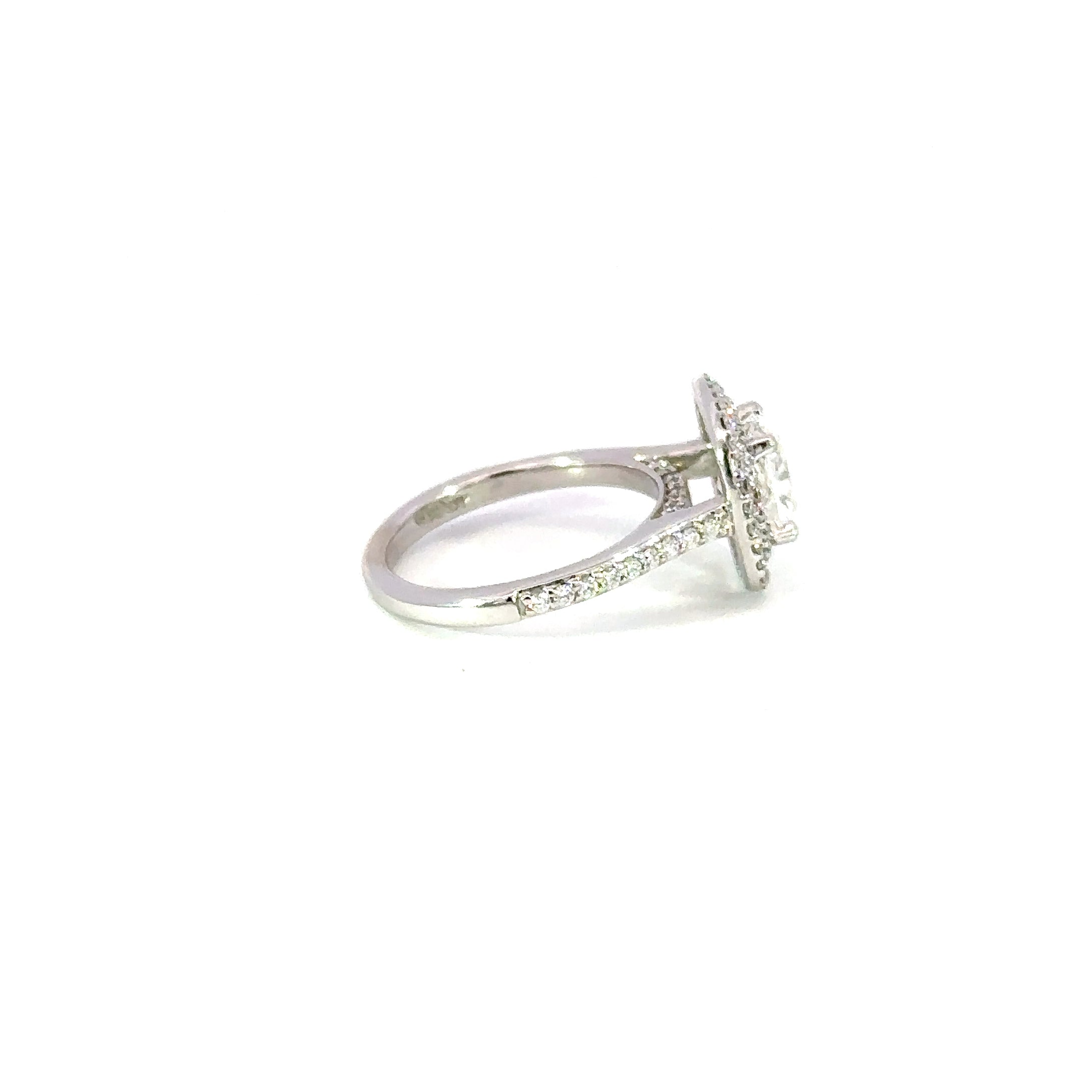 14K White Gold Cushion Cut Diamond Engagement Ring 2.47 Carat GIA