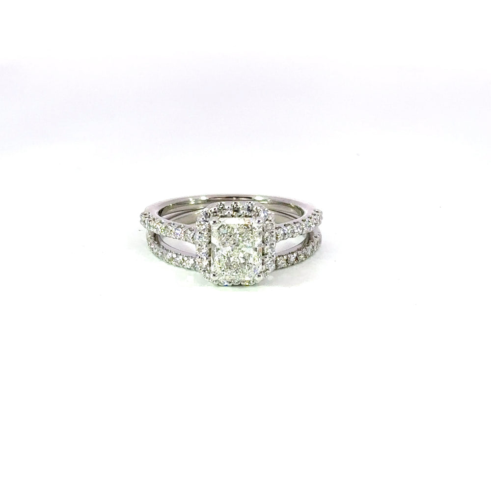 Platinum Radiant Cut Diamond Engagement Ring Set