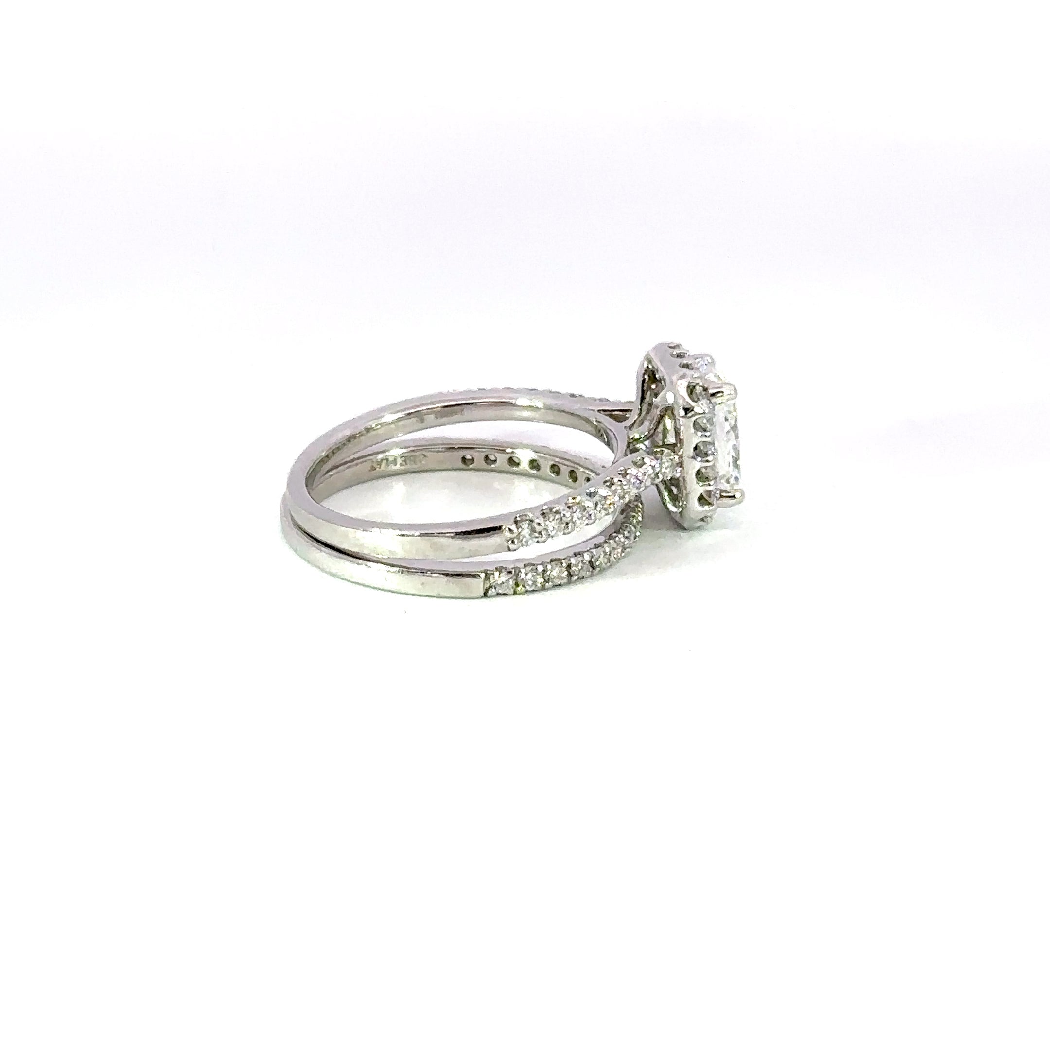Platinum Radiant Cut Diamond Engagement Ring Set
