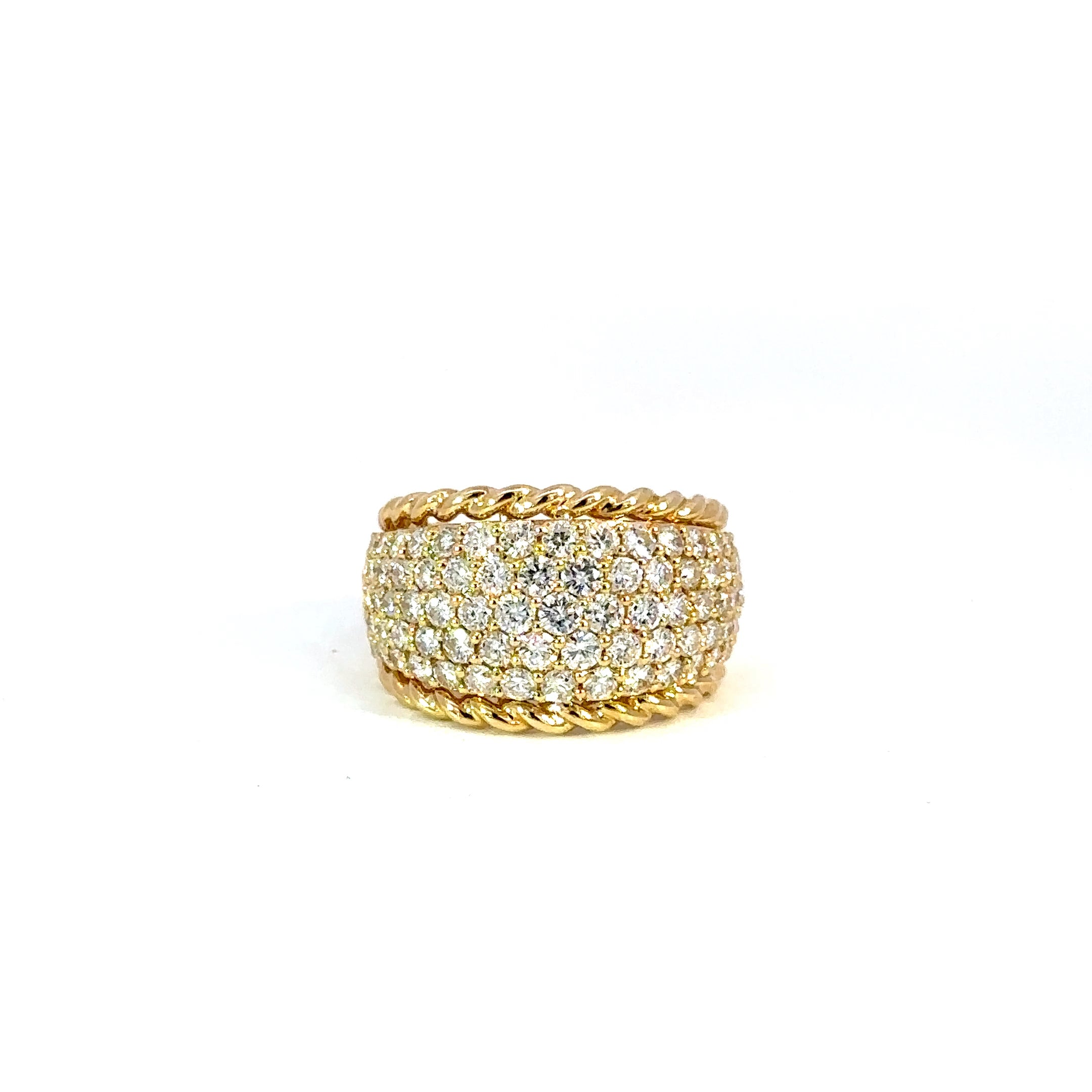 18K Yellow Gold Five-Row Pavé Diamond Ring
