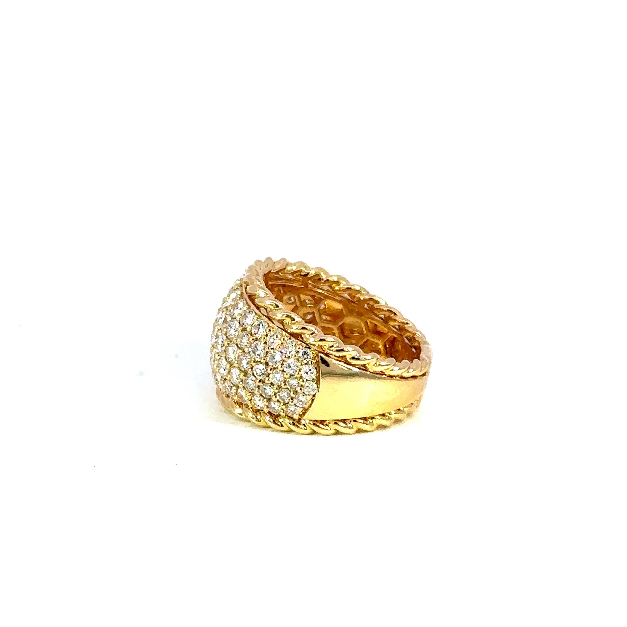 18K Yellow Gold Five-Row Pavé Diamond Ring