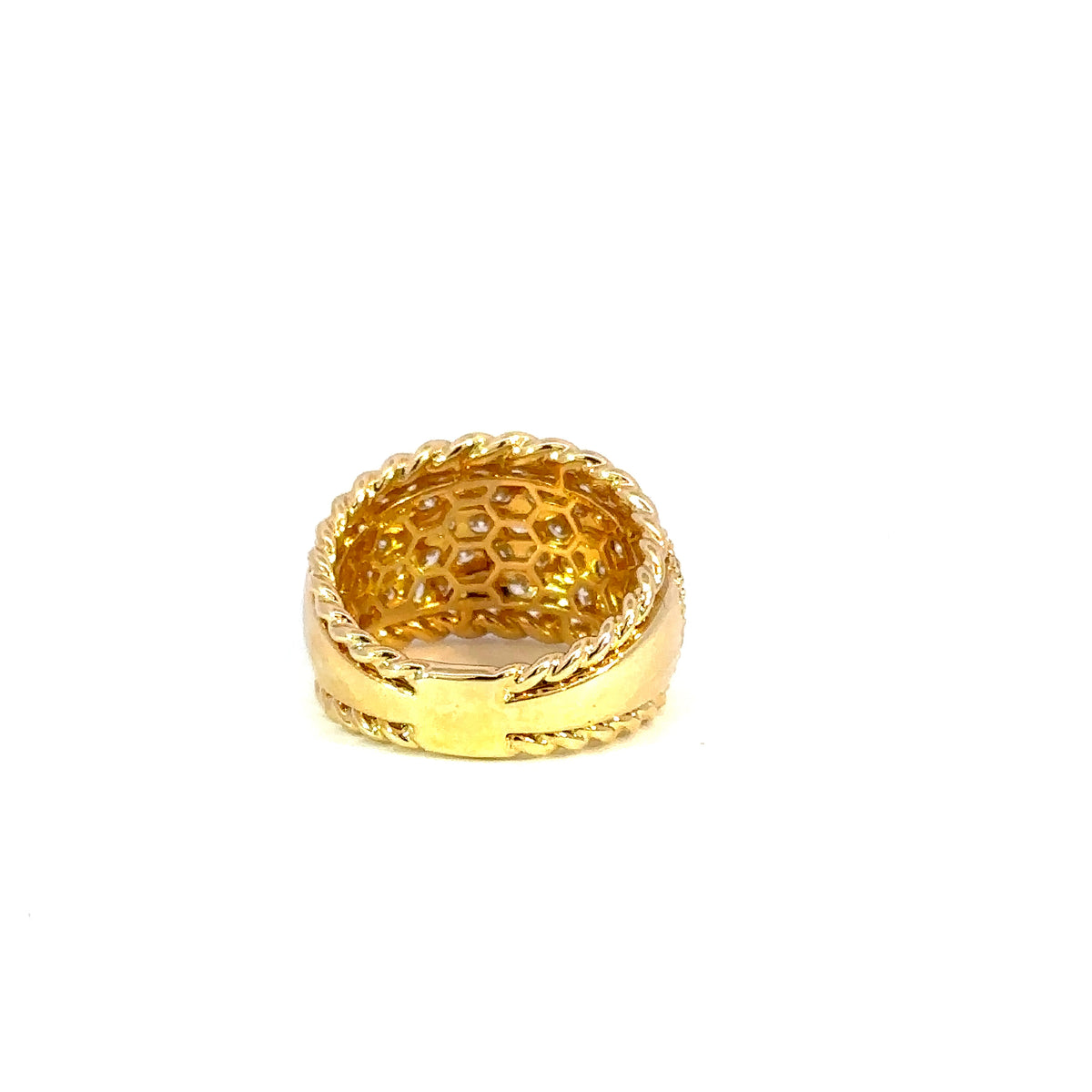 18K Yellow Gold Five-Row Pavé Diamond Ring