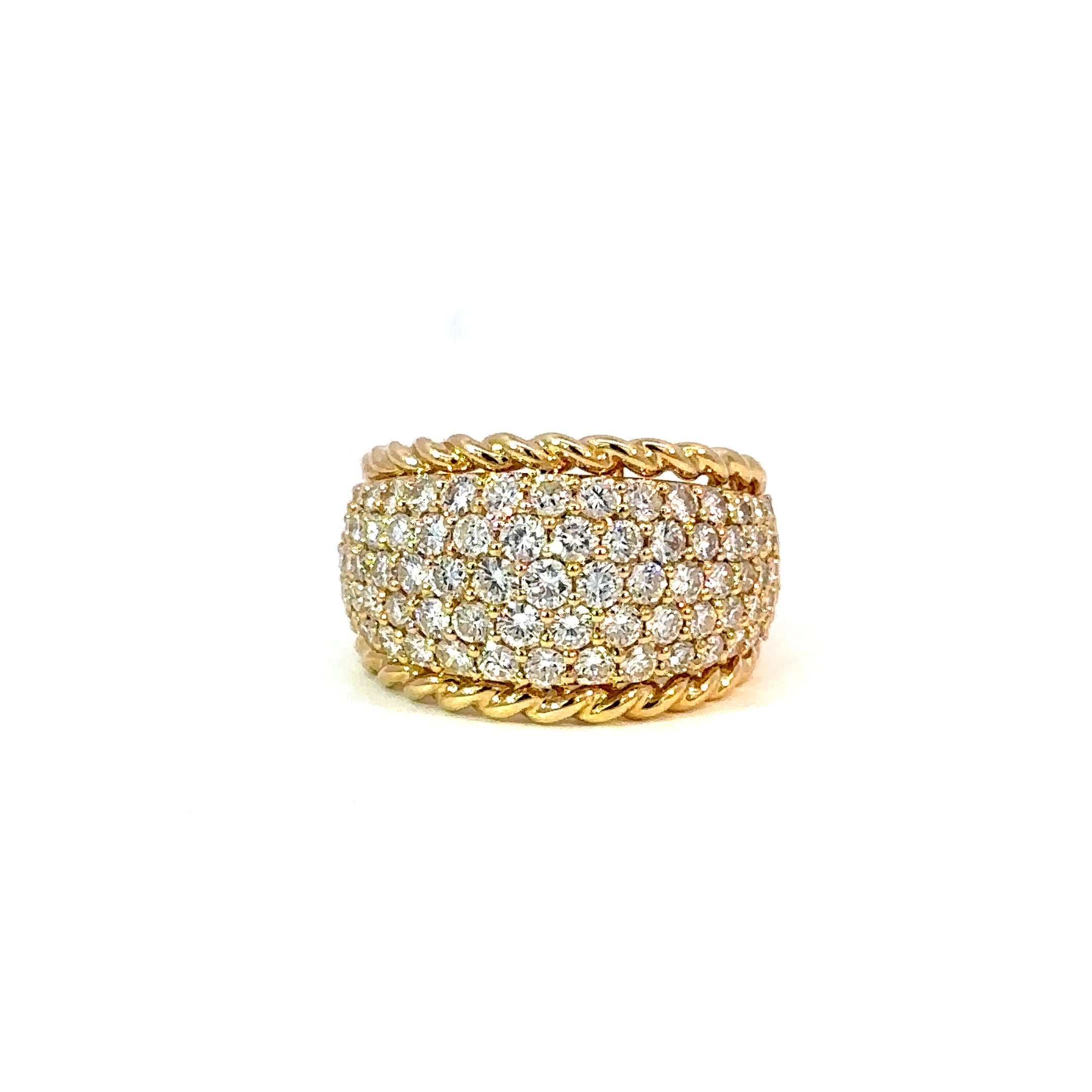 18K Yellow Gold Five-Row Pavé Diamond Ring