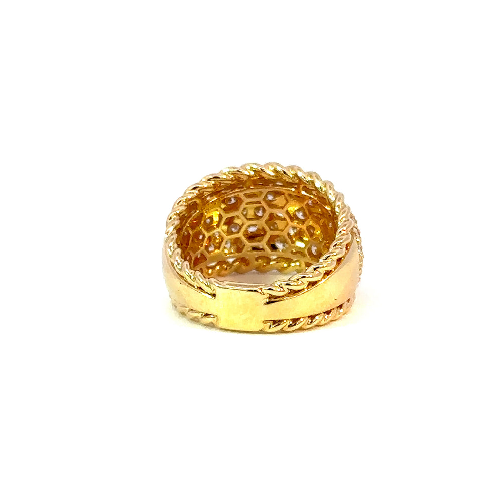 18K Yellow Gold Five-Row Pavé Diamond Ring