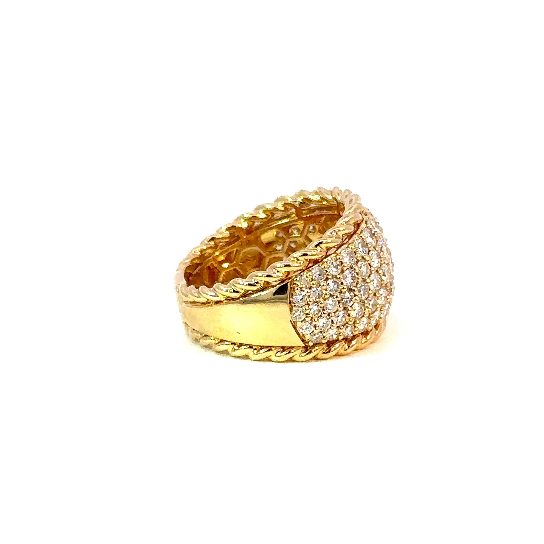 18K Yellow Gold Five-Row Pavé Diamond Ring
