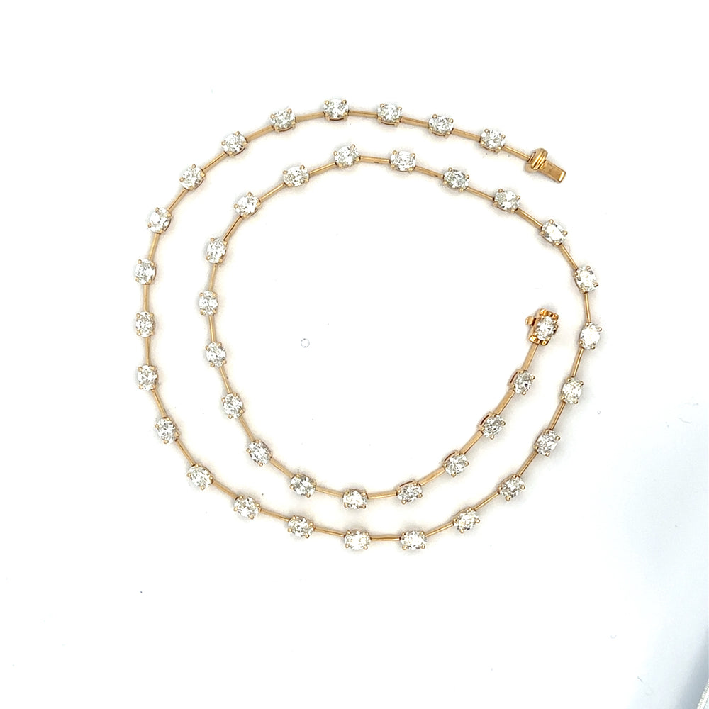 18K Gold Oval Diamond Necklace 8.10 Carat
