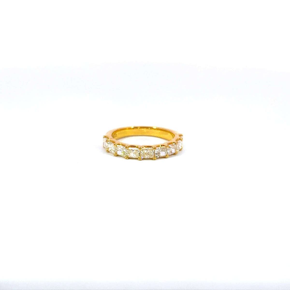 18K Yellow Gold Radiant Diamond Wedding Band 1.76 Carat