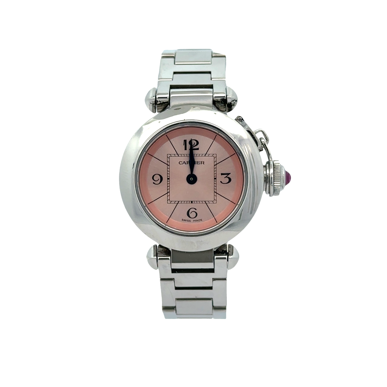 Pre-Owned Cartier Pasha Pink Dial Stainless Steel Watch
