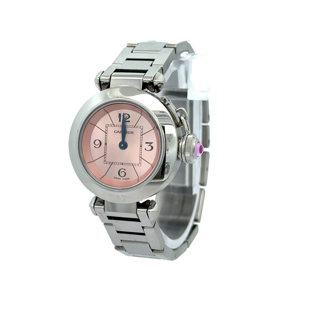 Pre-Owned Cartier Pasha Pink Dial Stainless Steel Watch