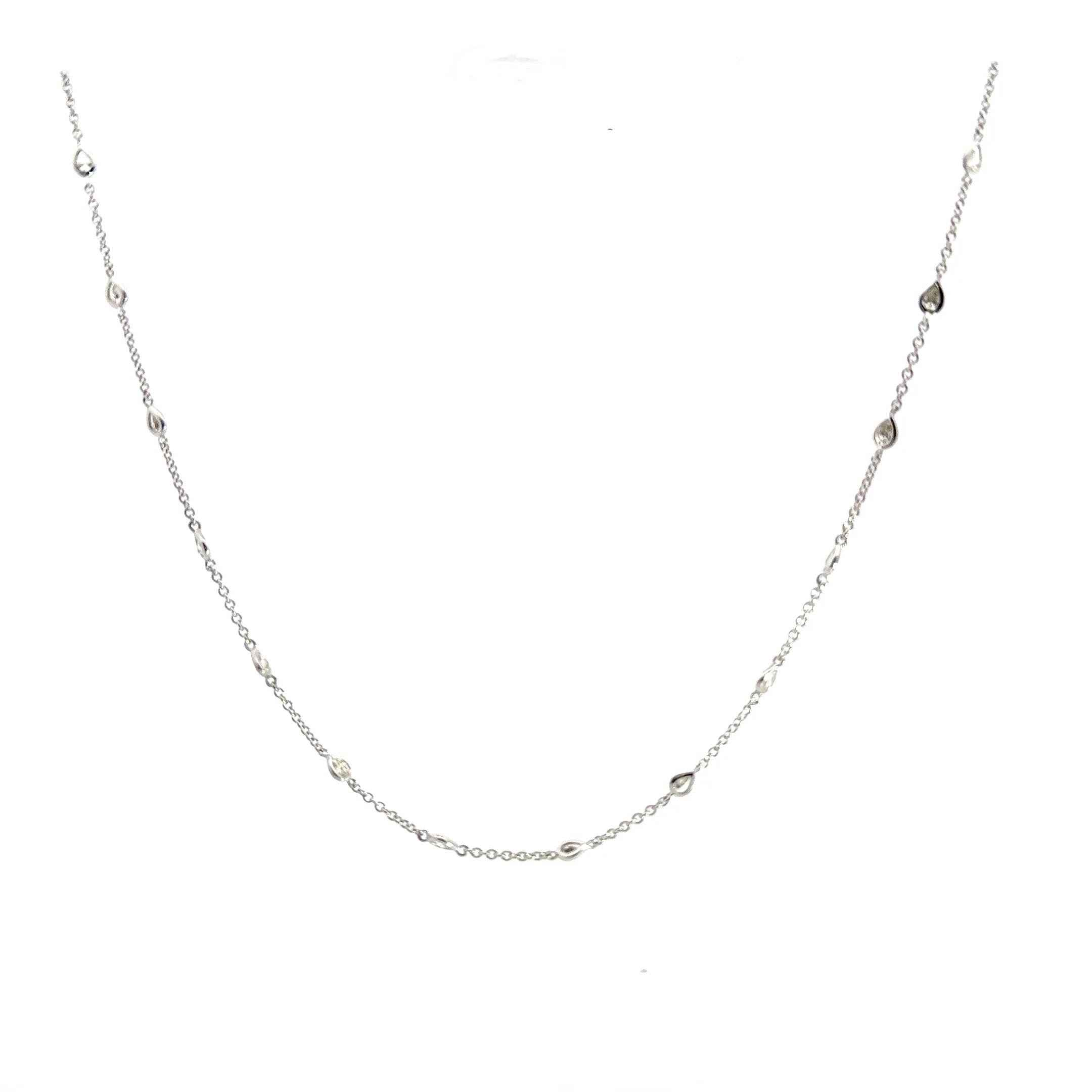18K White Gold Pear-Shape Diamonds by the Yard Necklace