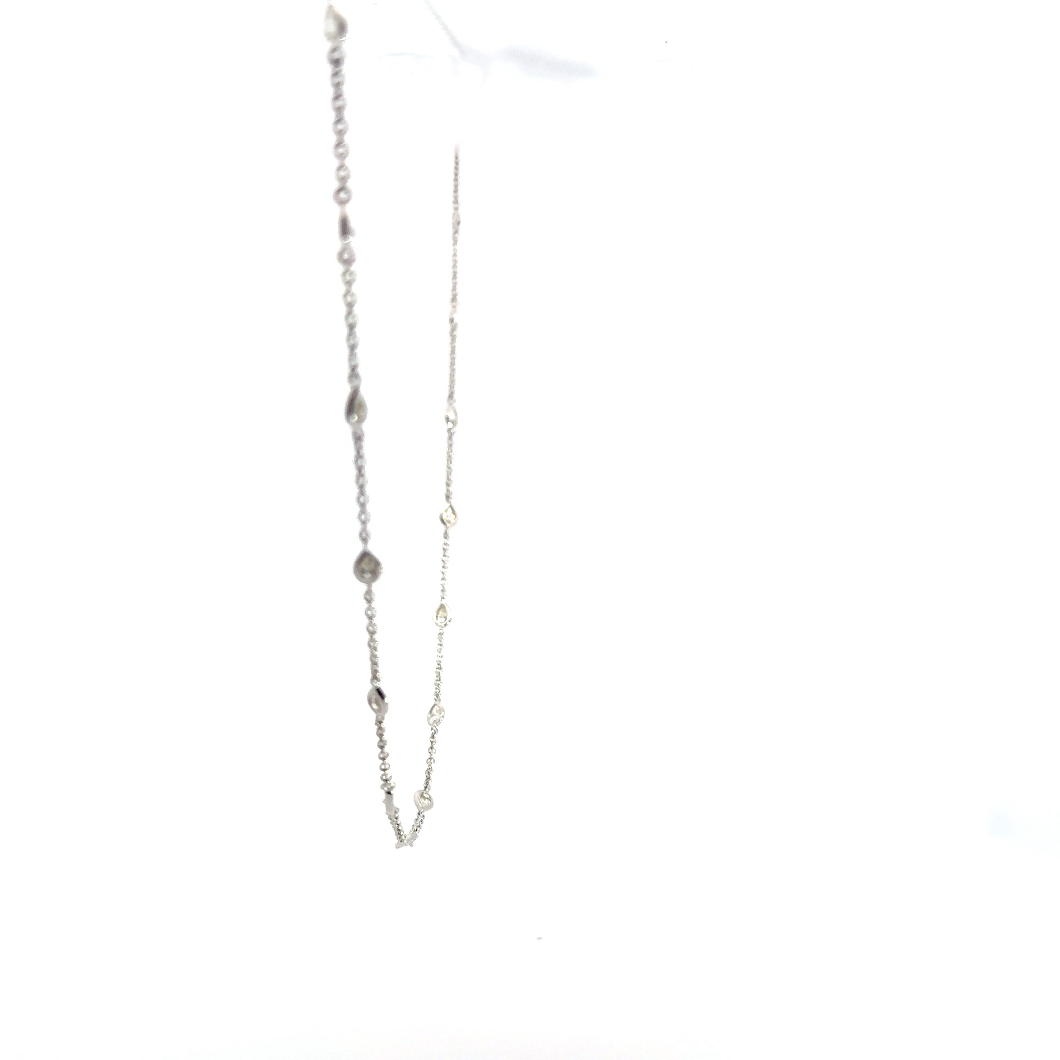 18K White Gold Pear-Shape Diamonds by the Yard Necklace