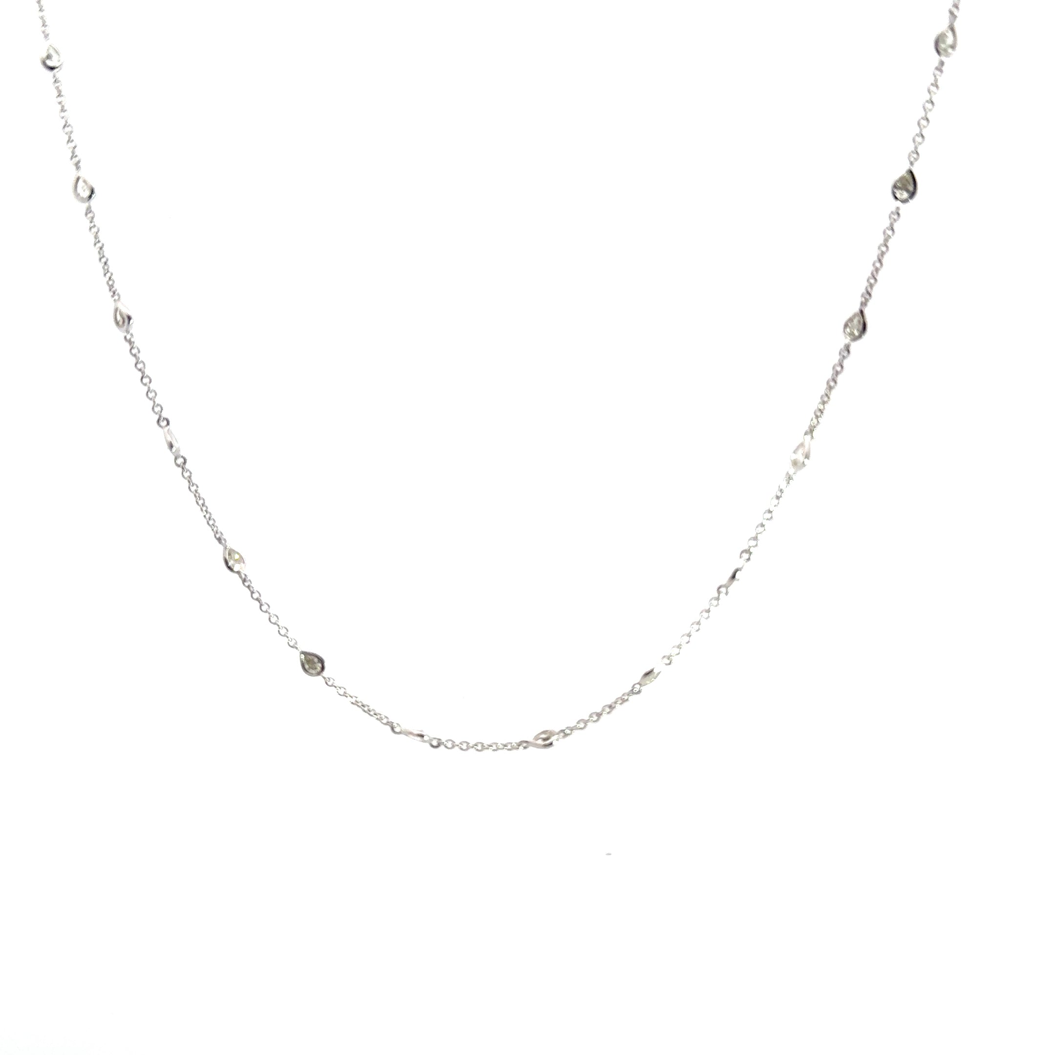 18K White Gold Pear-Shape Diamonds by the Yard Necklace