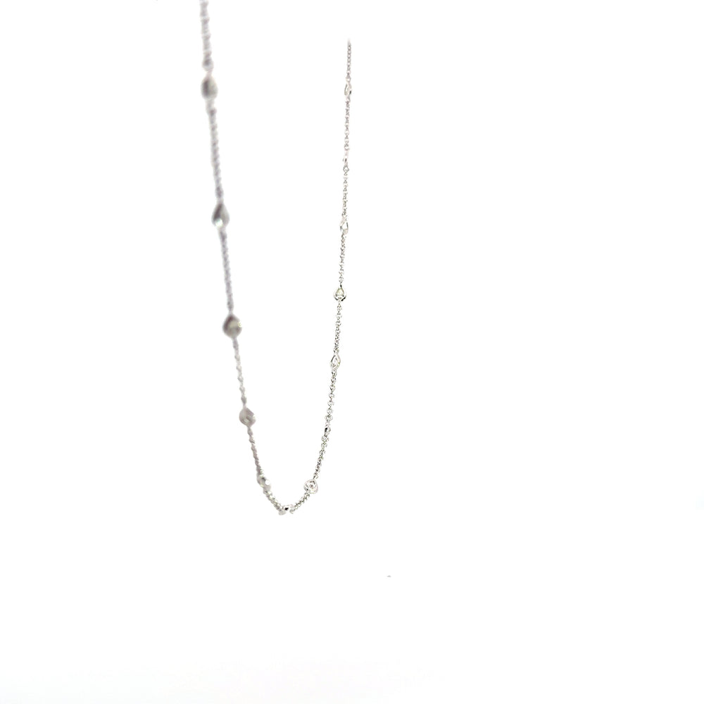 18K White Gold Pear-Shape Diamonds by the Yard Necklace