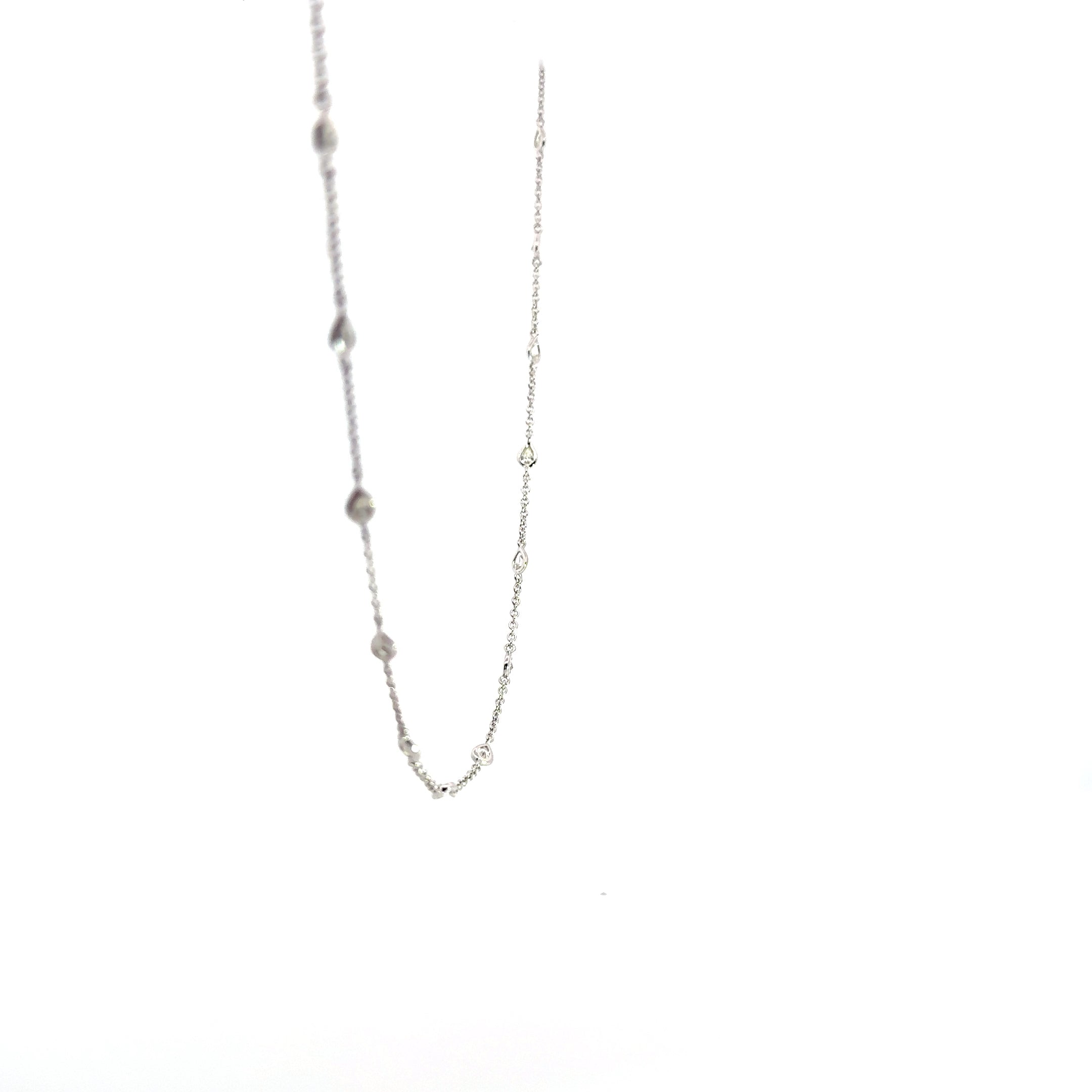 18K White Gold Pear-Shape Diamonds by the Yard Necklace