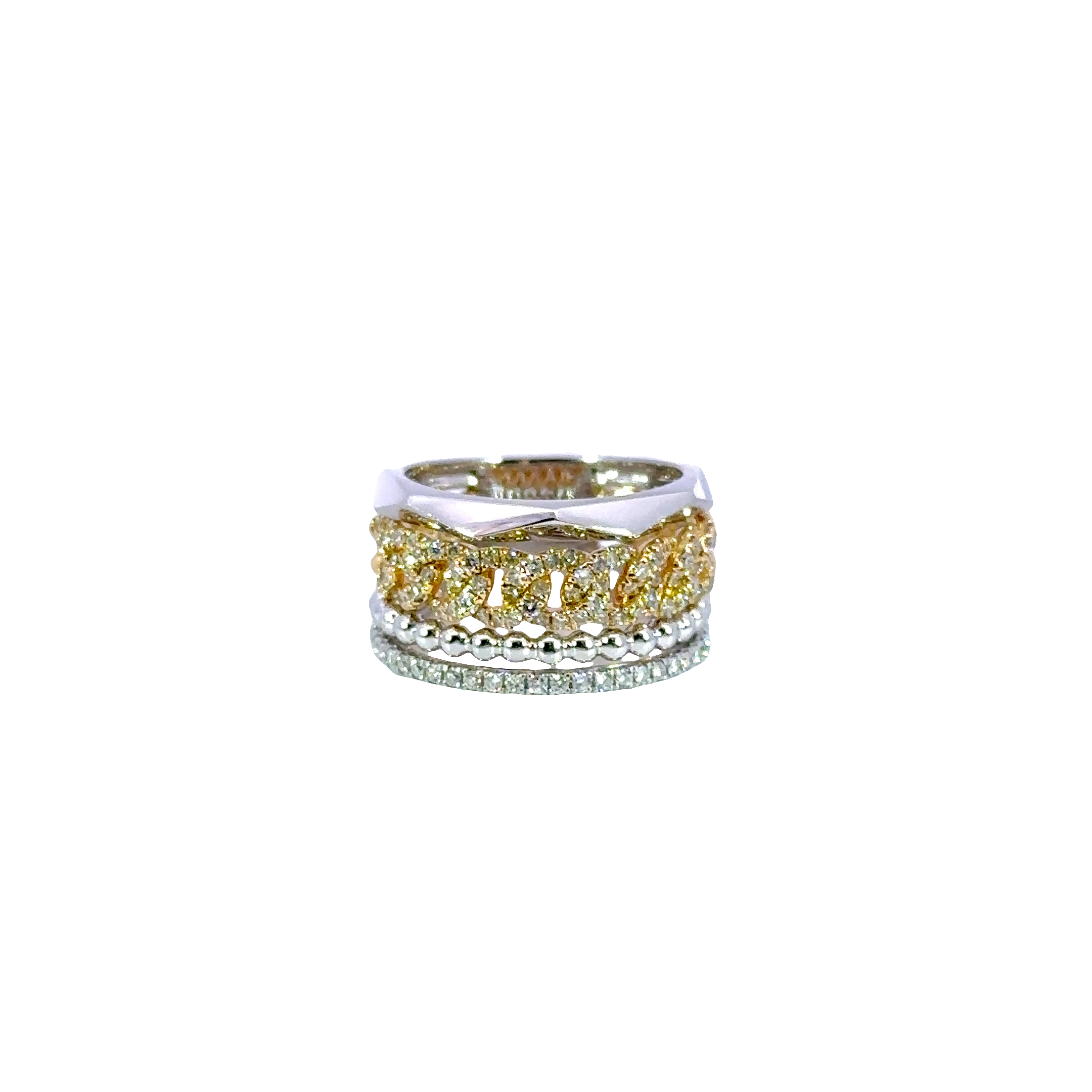 18K Yellow & White Gold Multi-Row Diamond Ring
