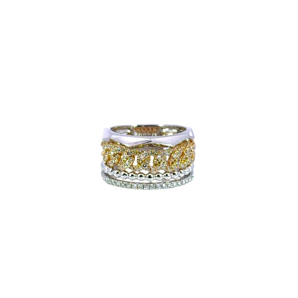 18K Yellow & White Gold Multi-Row Diamond Ring